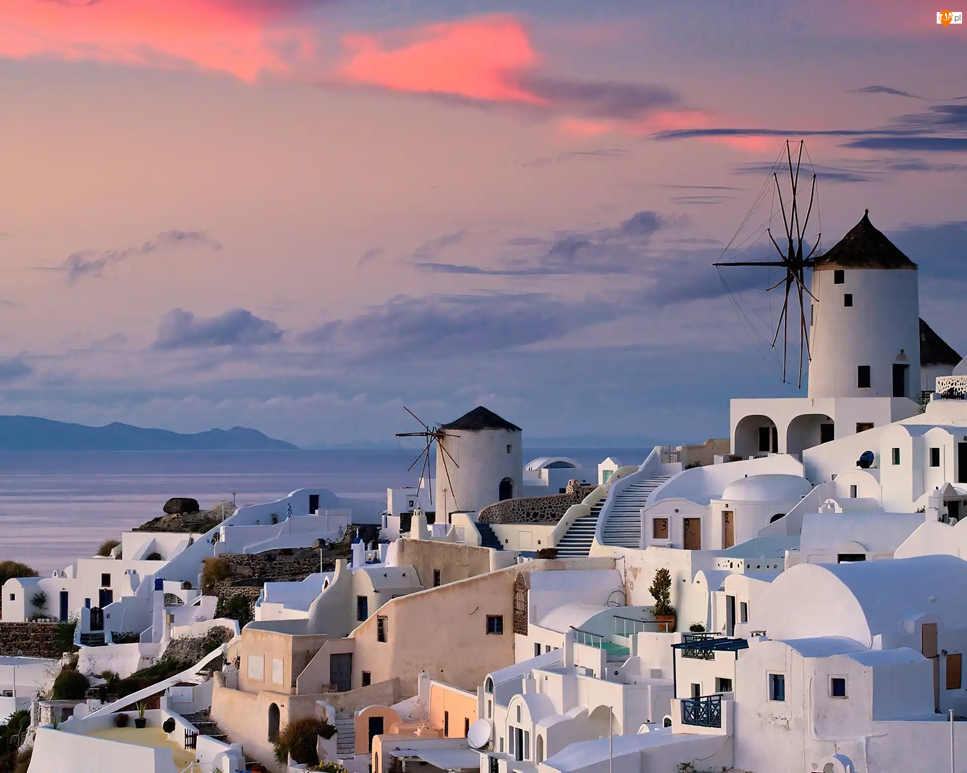 Budynki, Santorini, Miasteczko, Białe