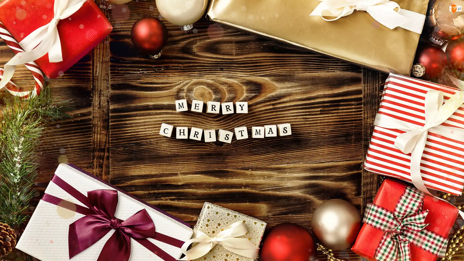 Boże Narodzenie, Kompozycja, Napis, Świąteczne, Prezenty, Merry Christmas