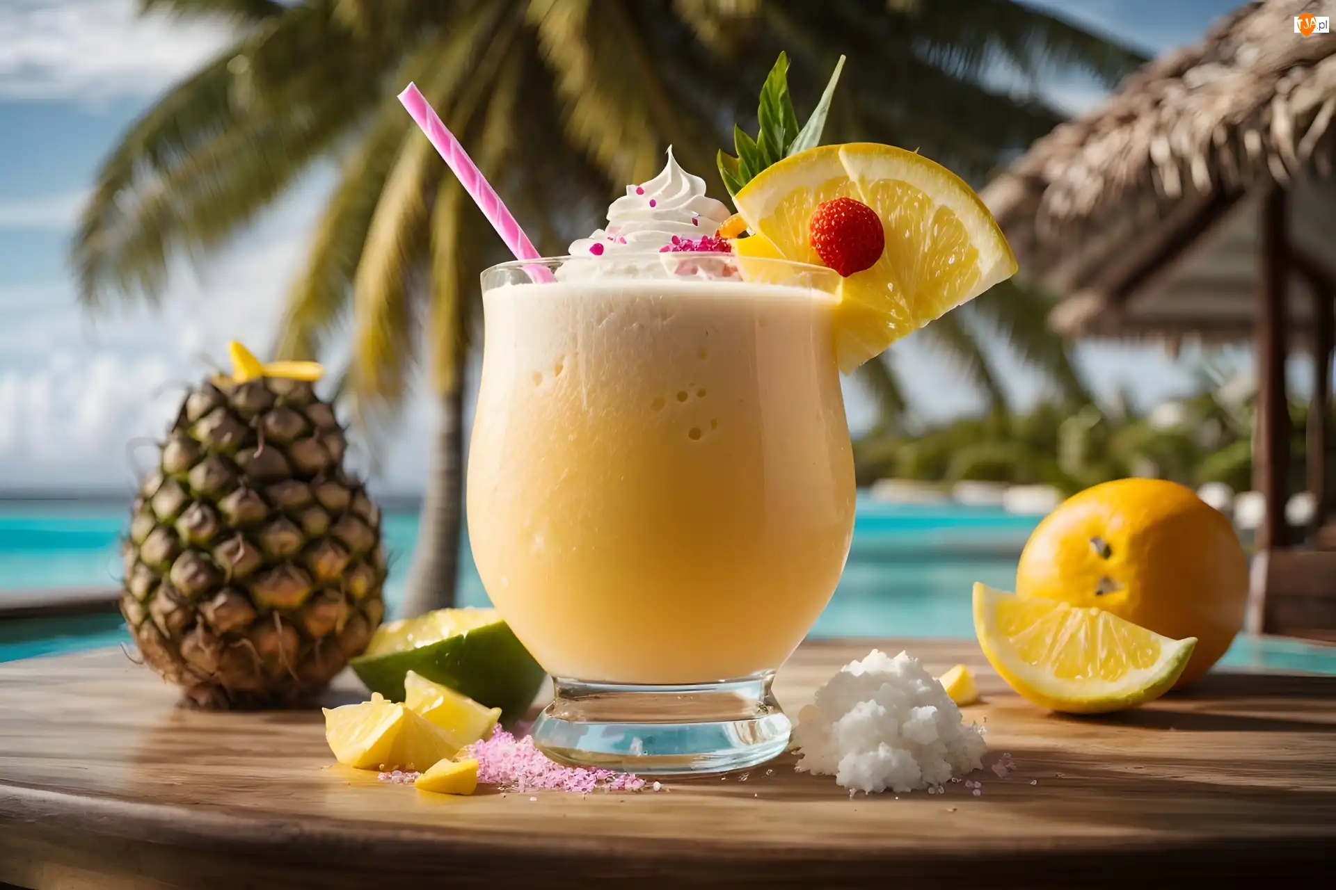 Drink, Pina Colada, Ananas, Grafika, Owoce, Tropiki