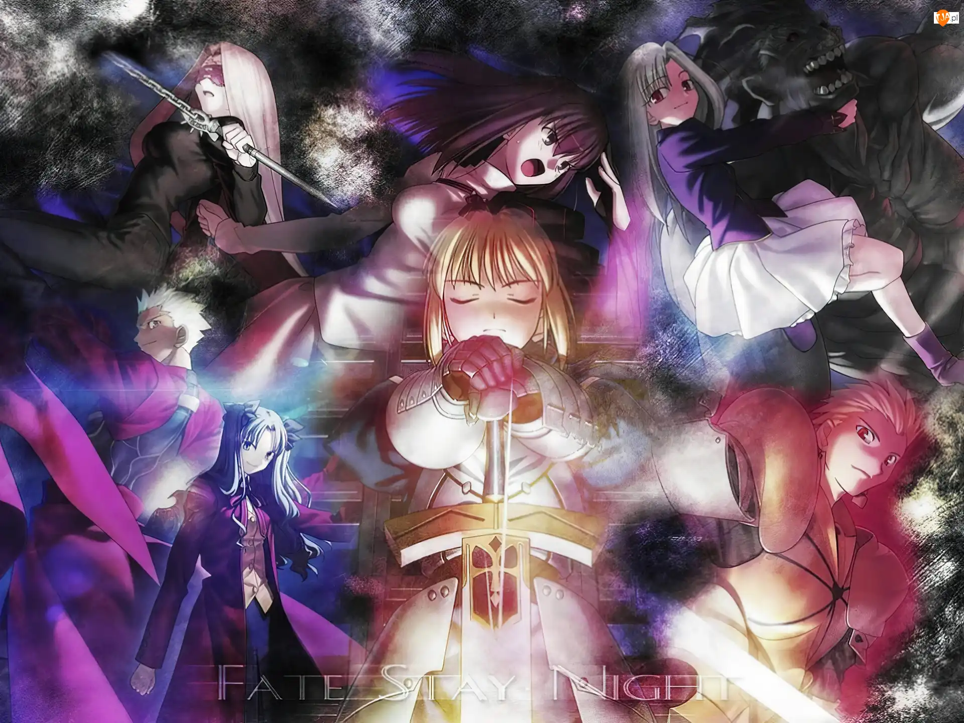 postacie, mgła, ludzie, broń, Fate Stay Night, miecz
