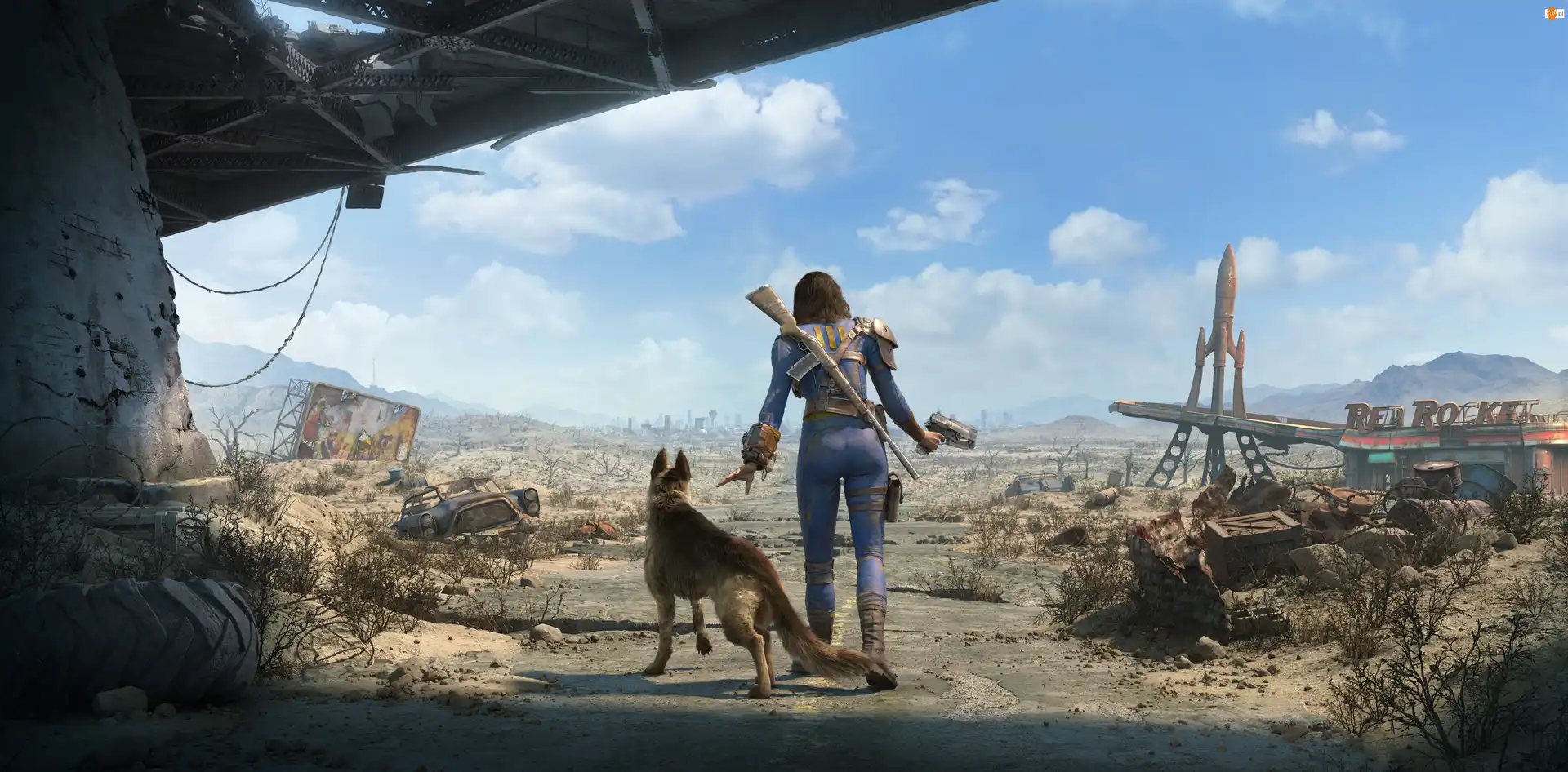 Fallout 4, Gra, Ochłap, Postać, Pies, Wędrująca