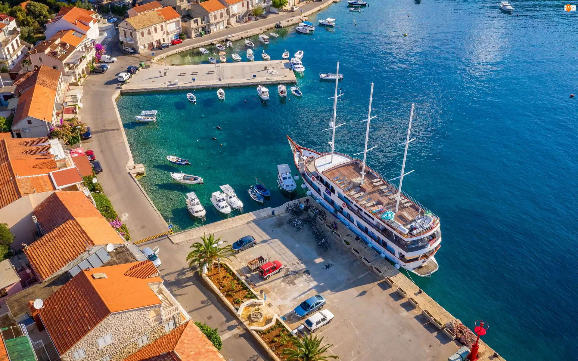 Morze, Jacht, Chorwacja, Domy, Wyspa Korcula, Smokvica, Łódki