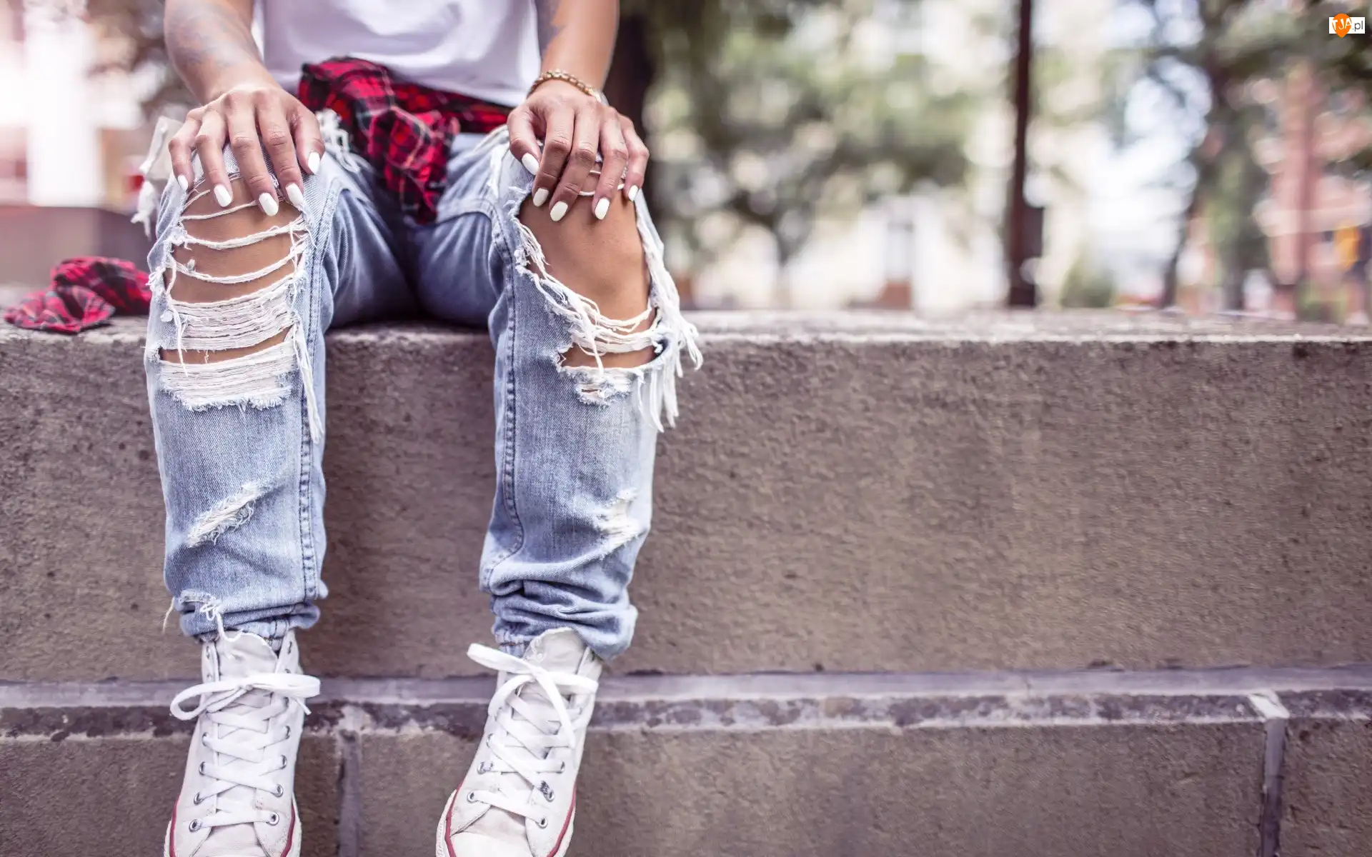 Styl, Moda, Dżinsy, Paznokcie, Spodnie, Buty
