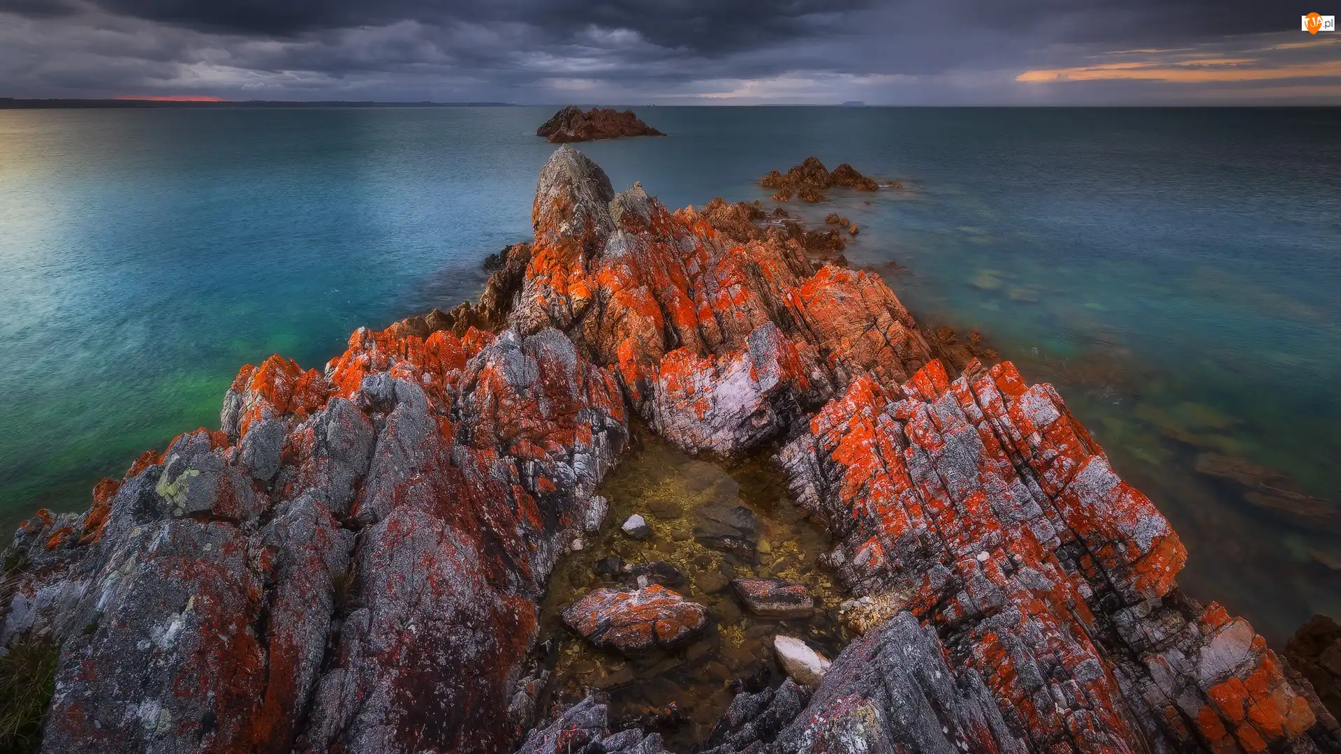 Tasmania, Rocky Cape, Chmury, Australia, Kolorowe, Skały, Morze