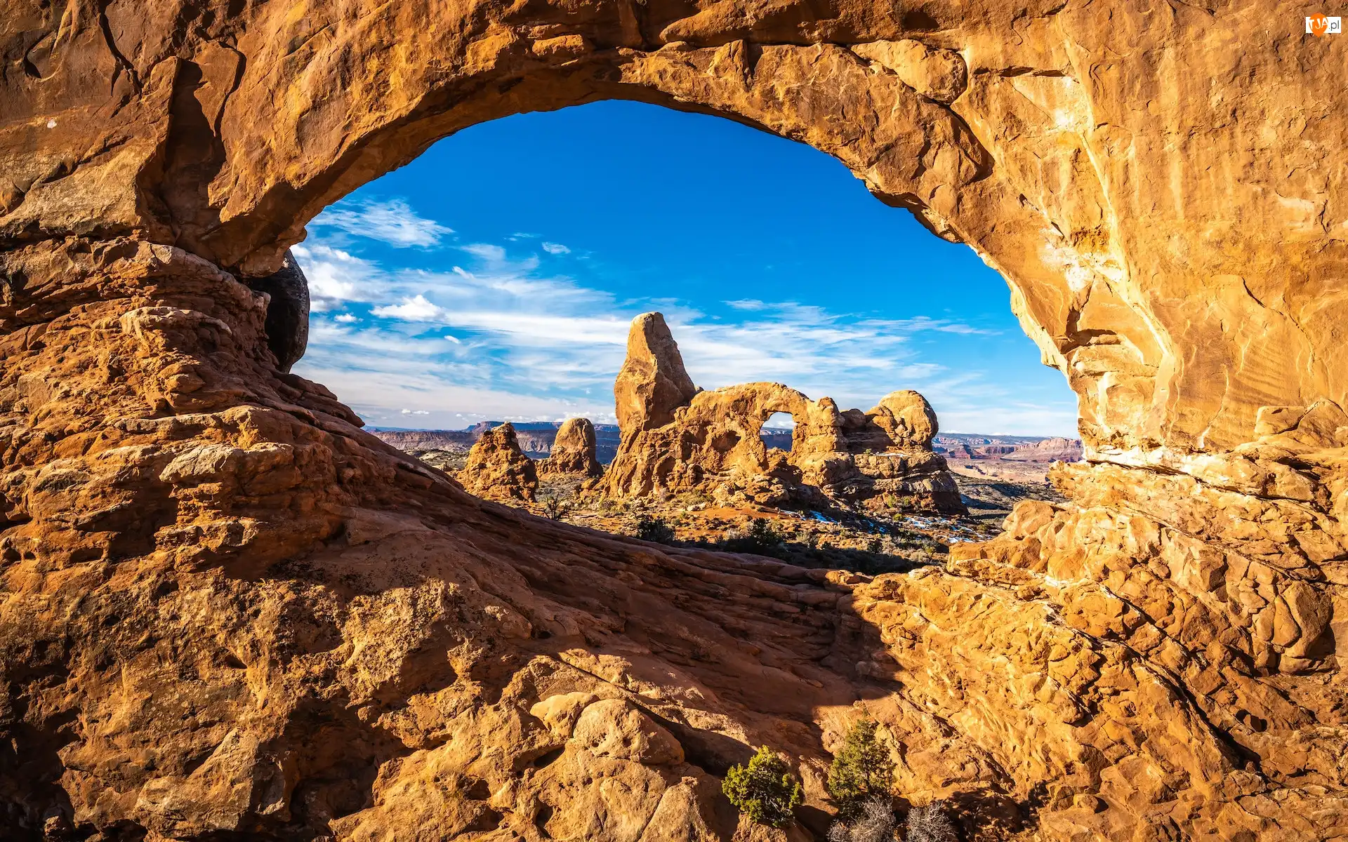 Turret Arch, Stany Zjednoczone, Skały, Łuki, Utah, Formacja skalna, Skalne, Park Narodowy Arches