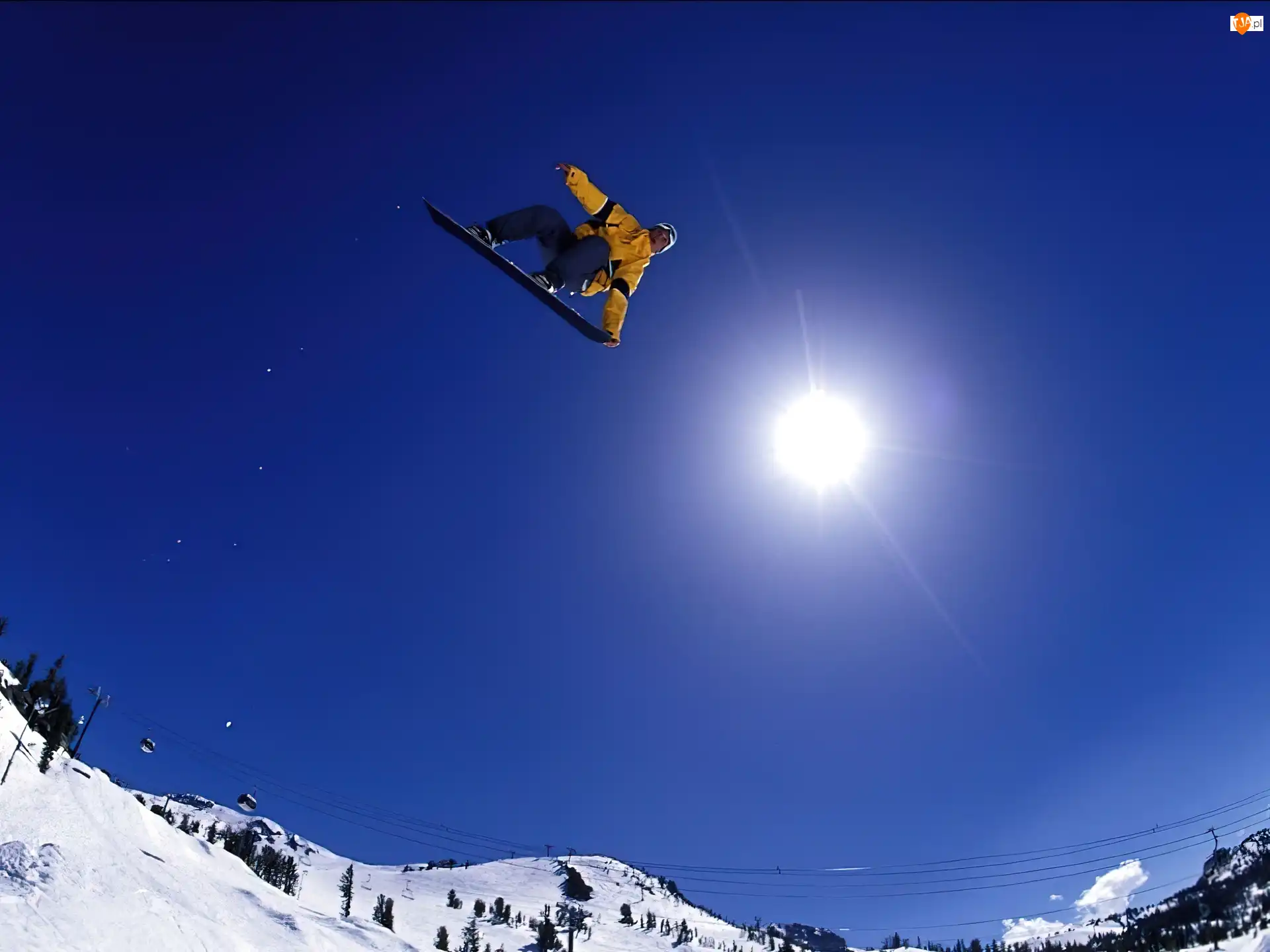 snowboardzista, słońce, deska, Snowbording, śnieg