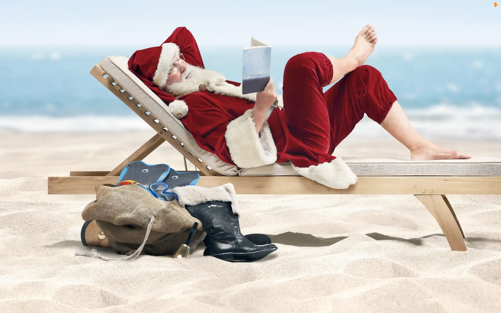 Leżak, Odpoczynek, Plaża, Mikołaj, Książka
