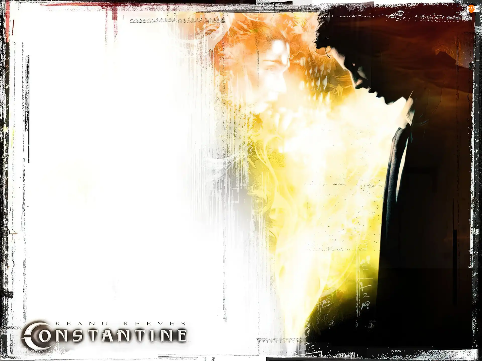 Constantine, Keanu Reeves, białe, tło