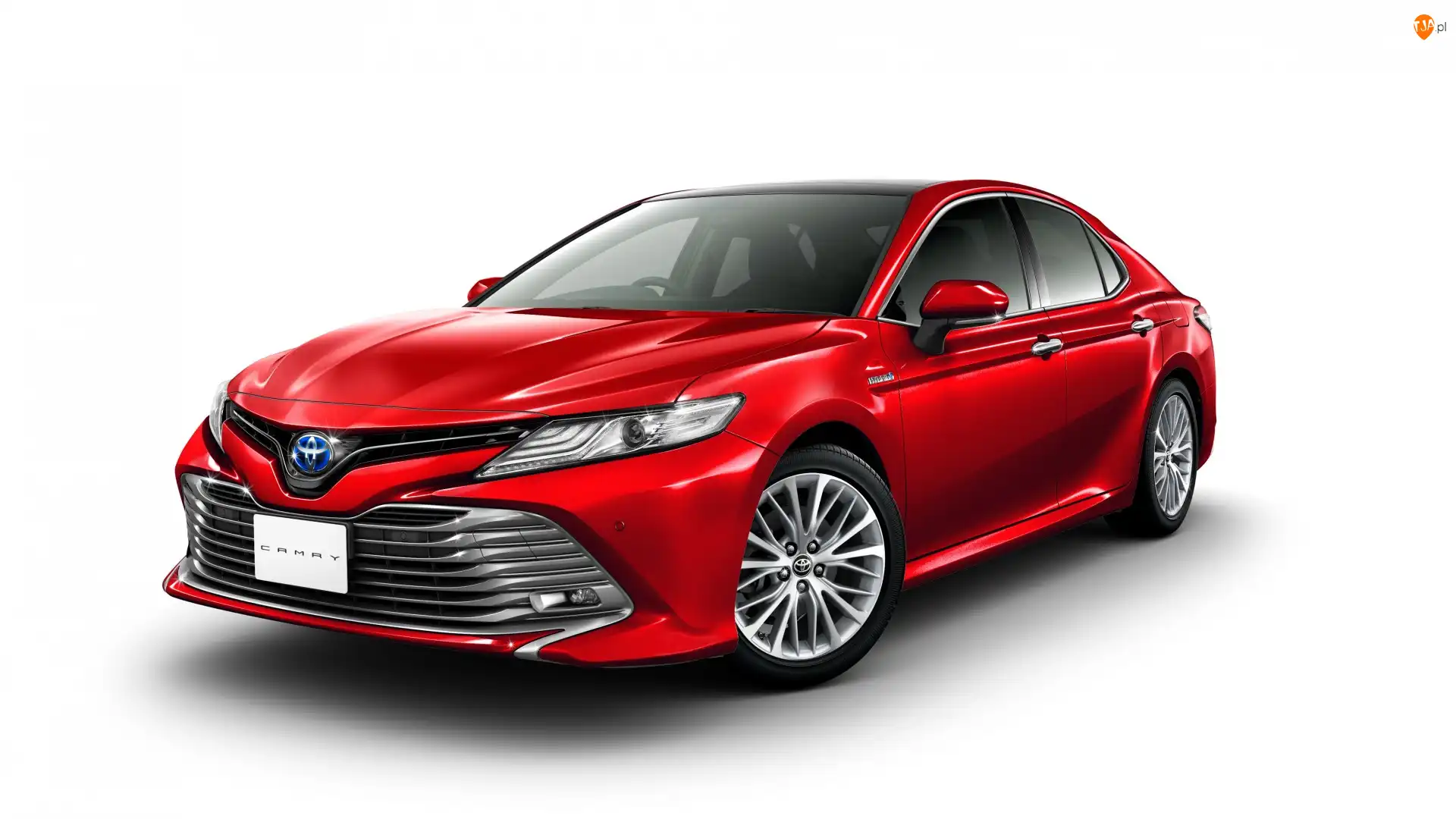 Białe Tło, Czerwona, Toyota Camry, 2018