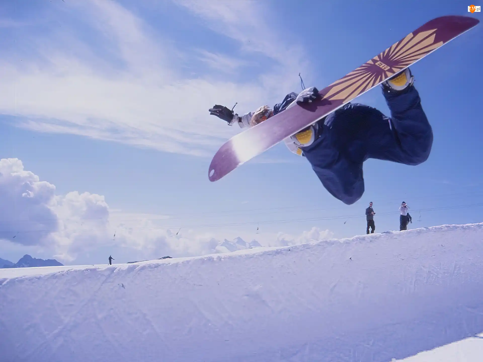 śnieg, Snowbording, deska, snowboardzista