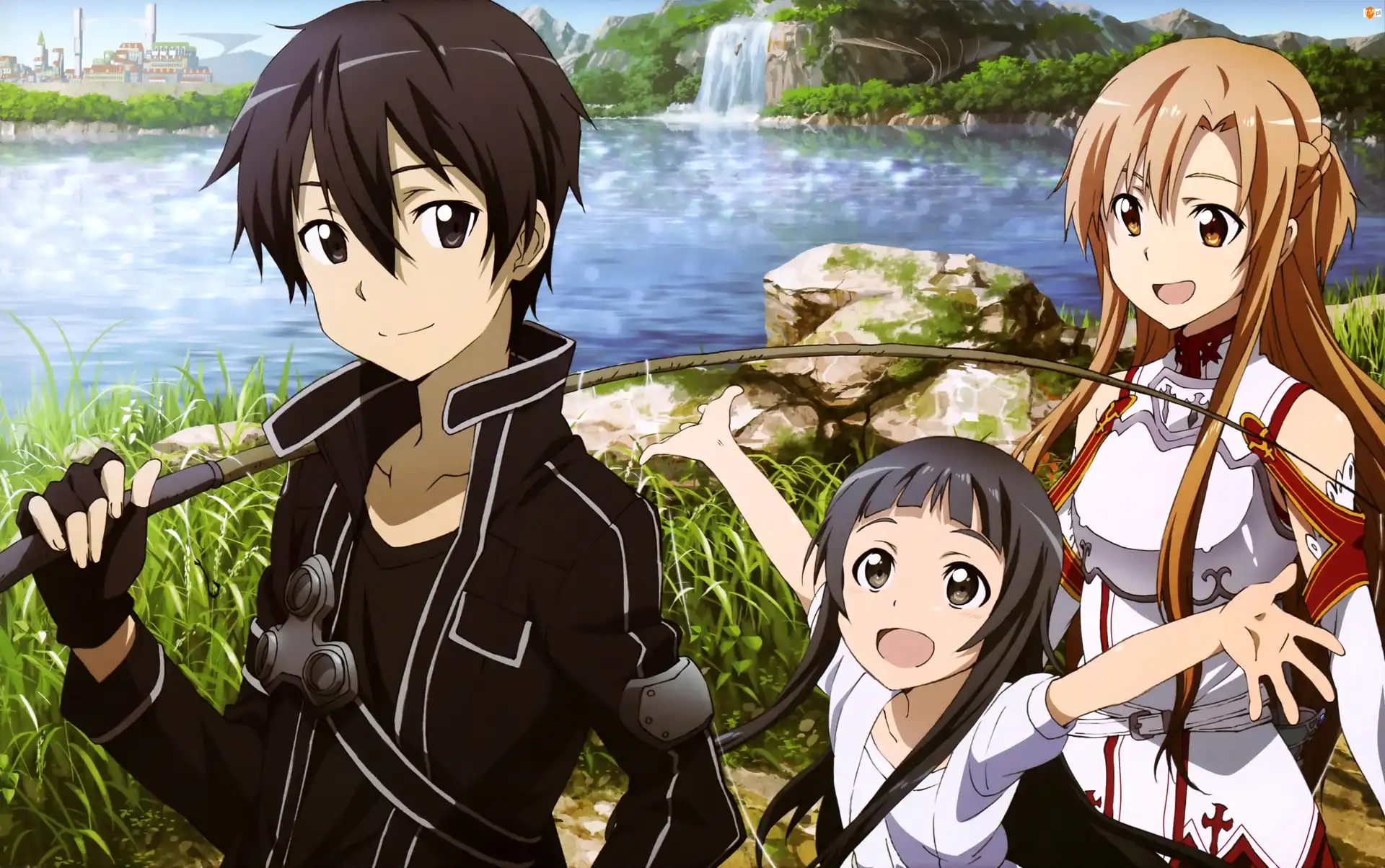 Asuna, Anime, Kirito, Dziewczynka, Sword Art Online, Dziewczyna, Wędka, Chłopak