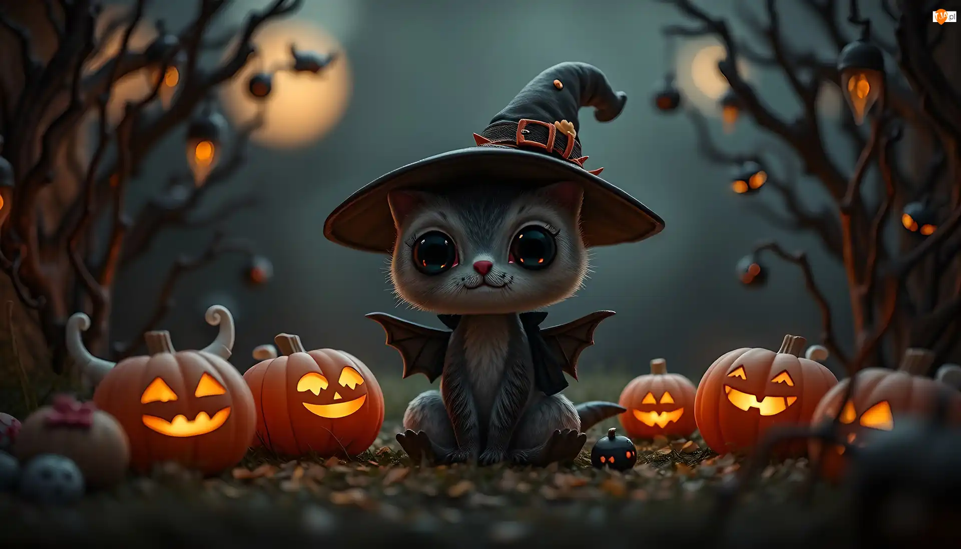 Halloween, Stworzenie, Dynie, Grafika