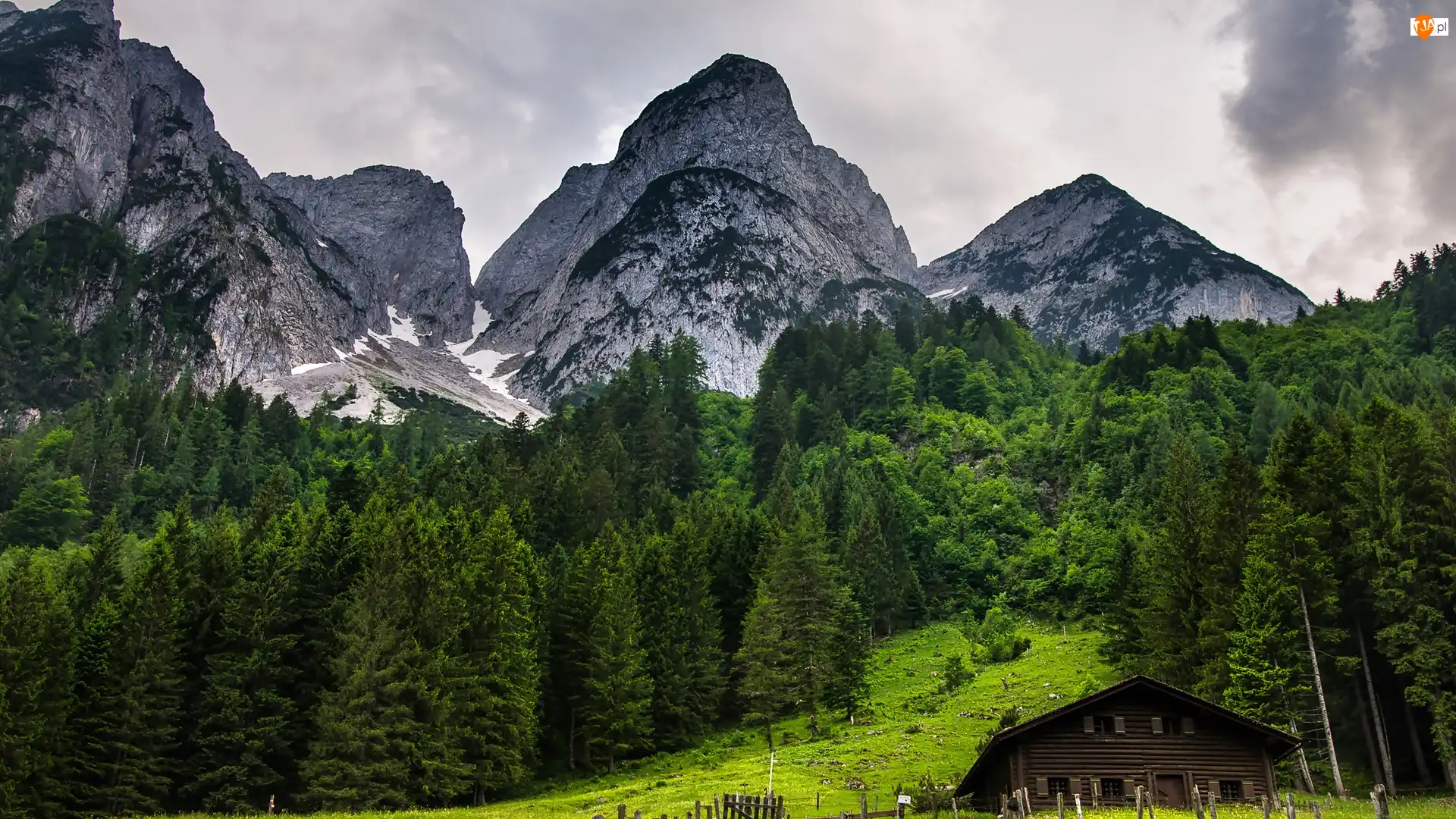 Miejscowość Gosau, Austria, Las, Dom, Góry Dachstein, Drewniany