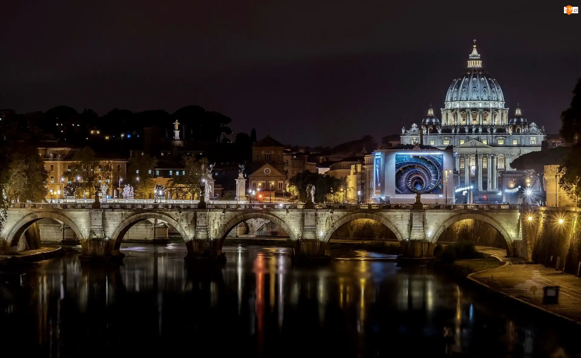 Most, Rzeka, Miasto, Watykan, Bazylika, Nocą
