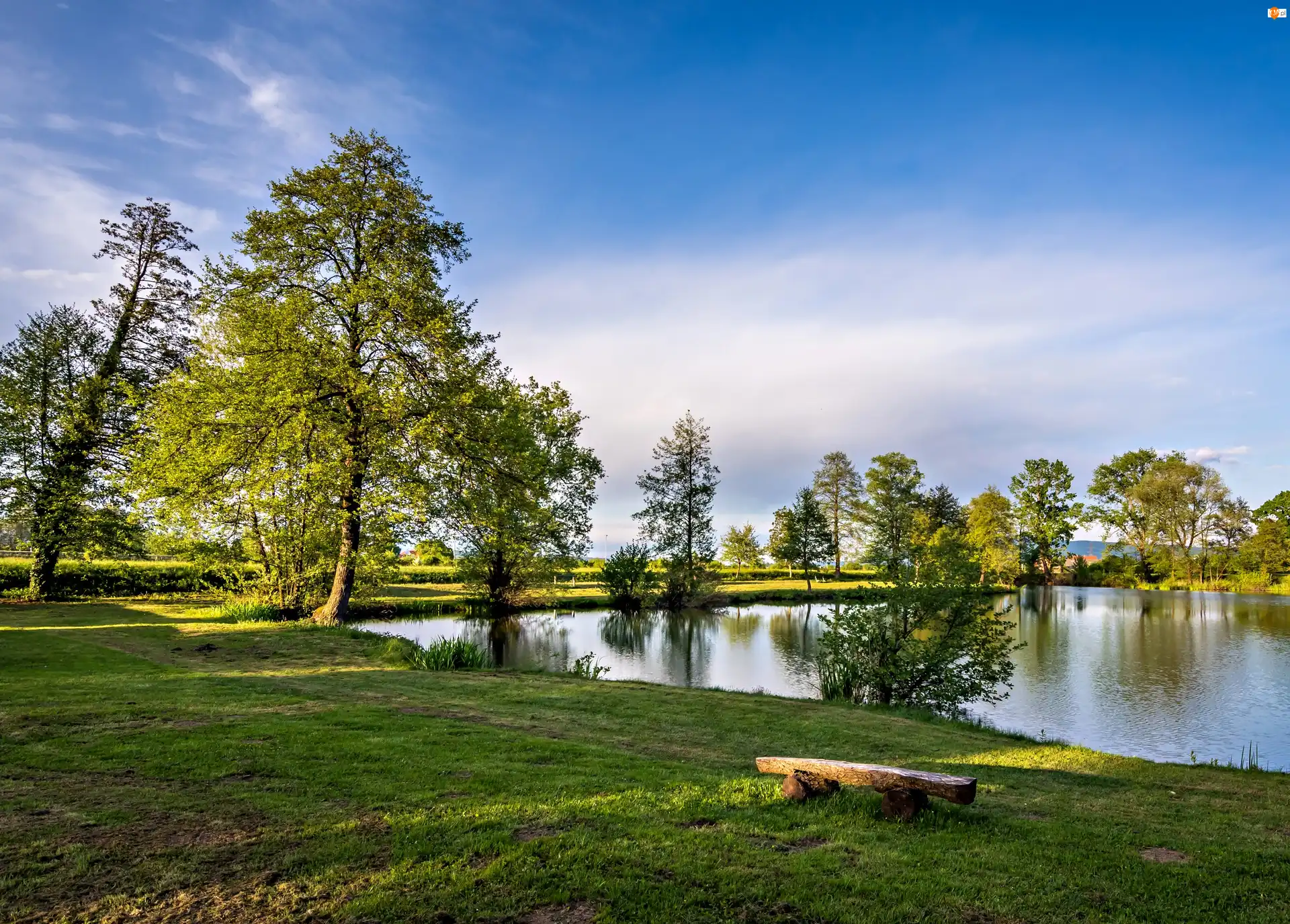 Przebijające, Zagrzeb, Staw, Park, Światło