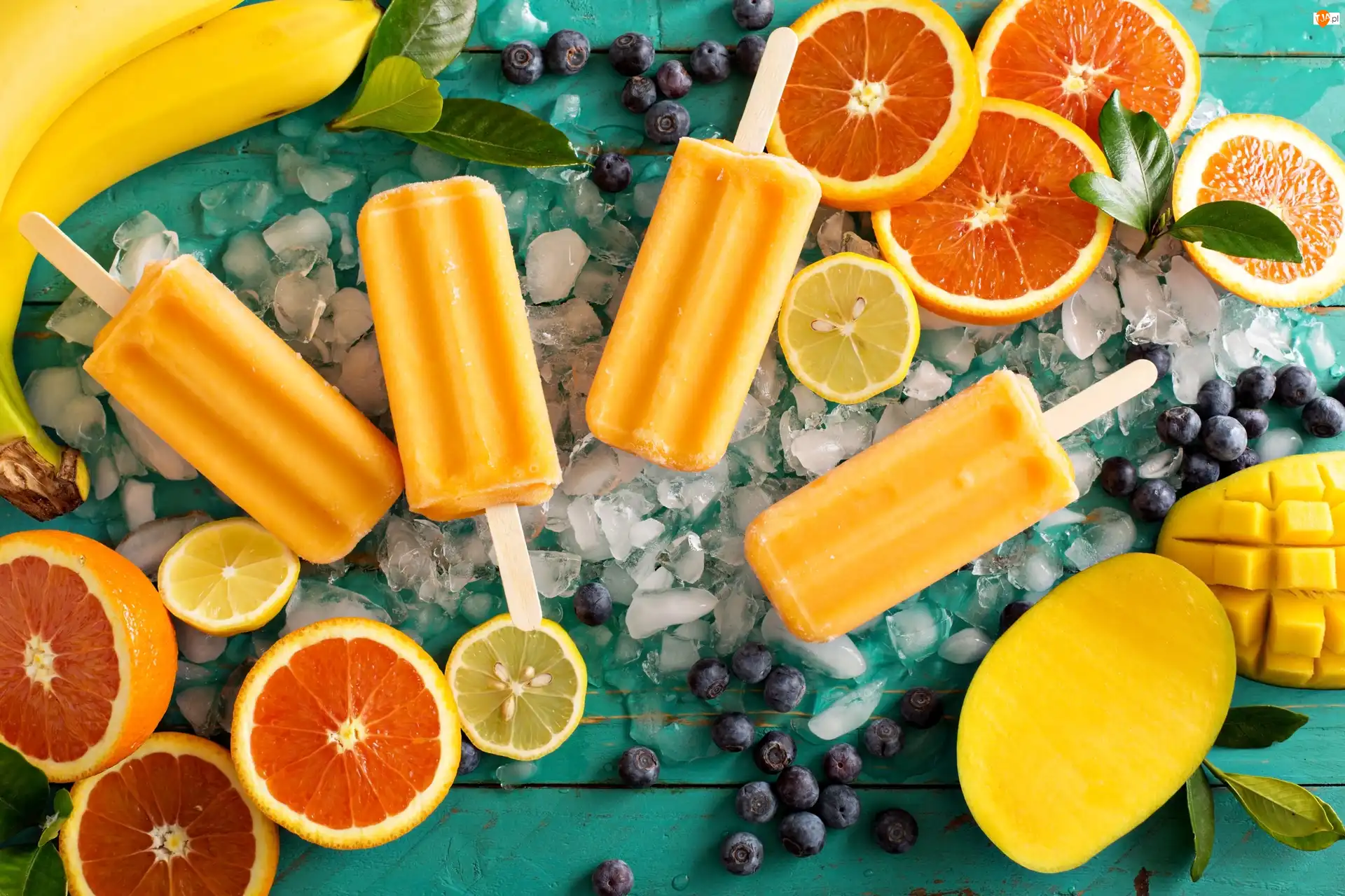 Owocowe, Mango, Owoce, Lody, Banany, Pomarańcze, Cytryny