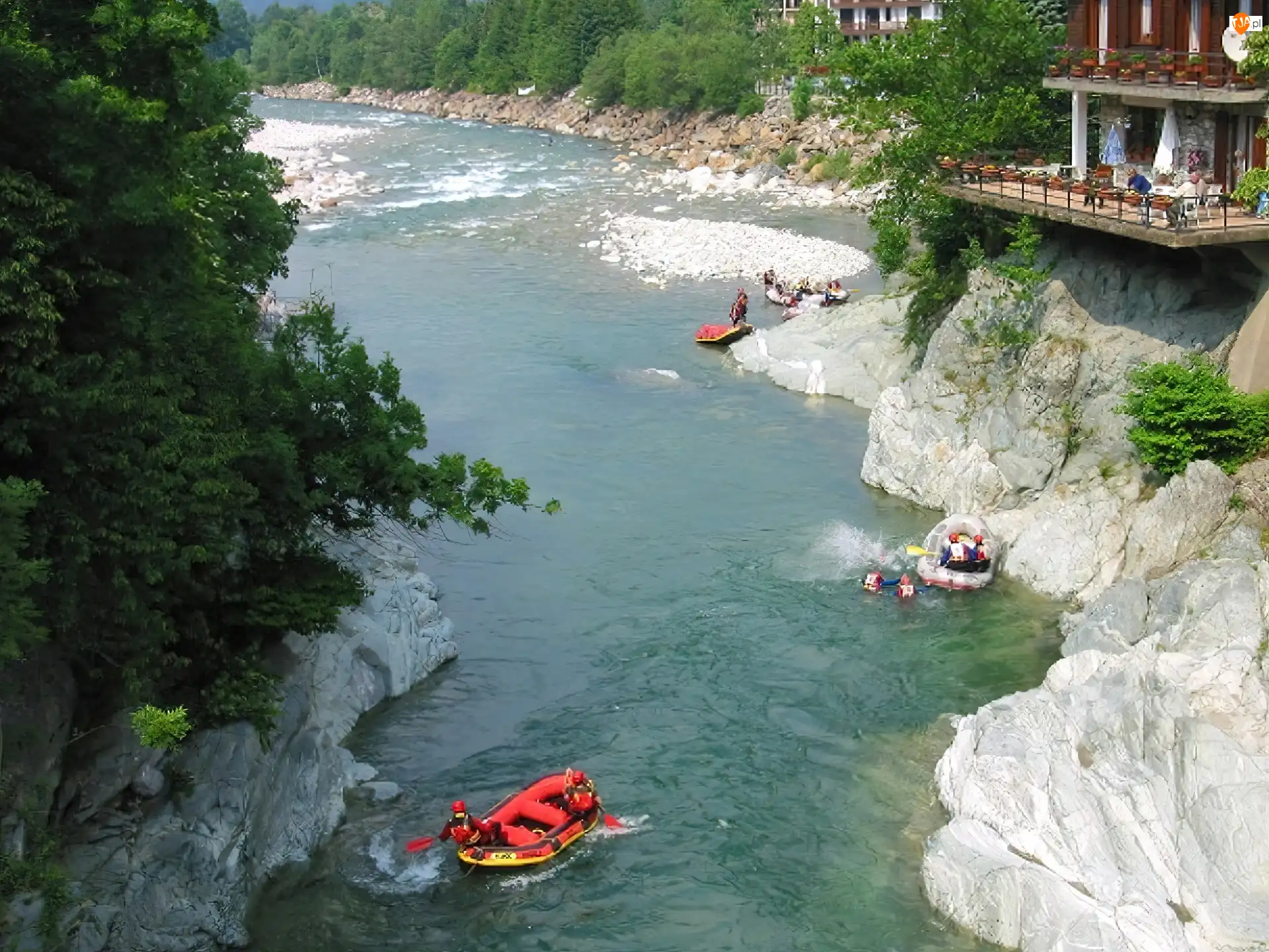 rzeka, ponton, spływ, Rafting, wiosła