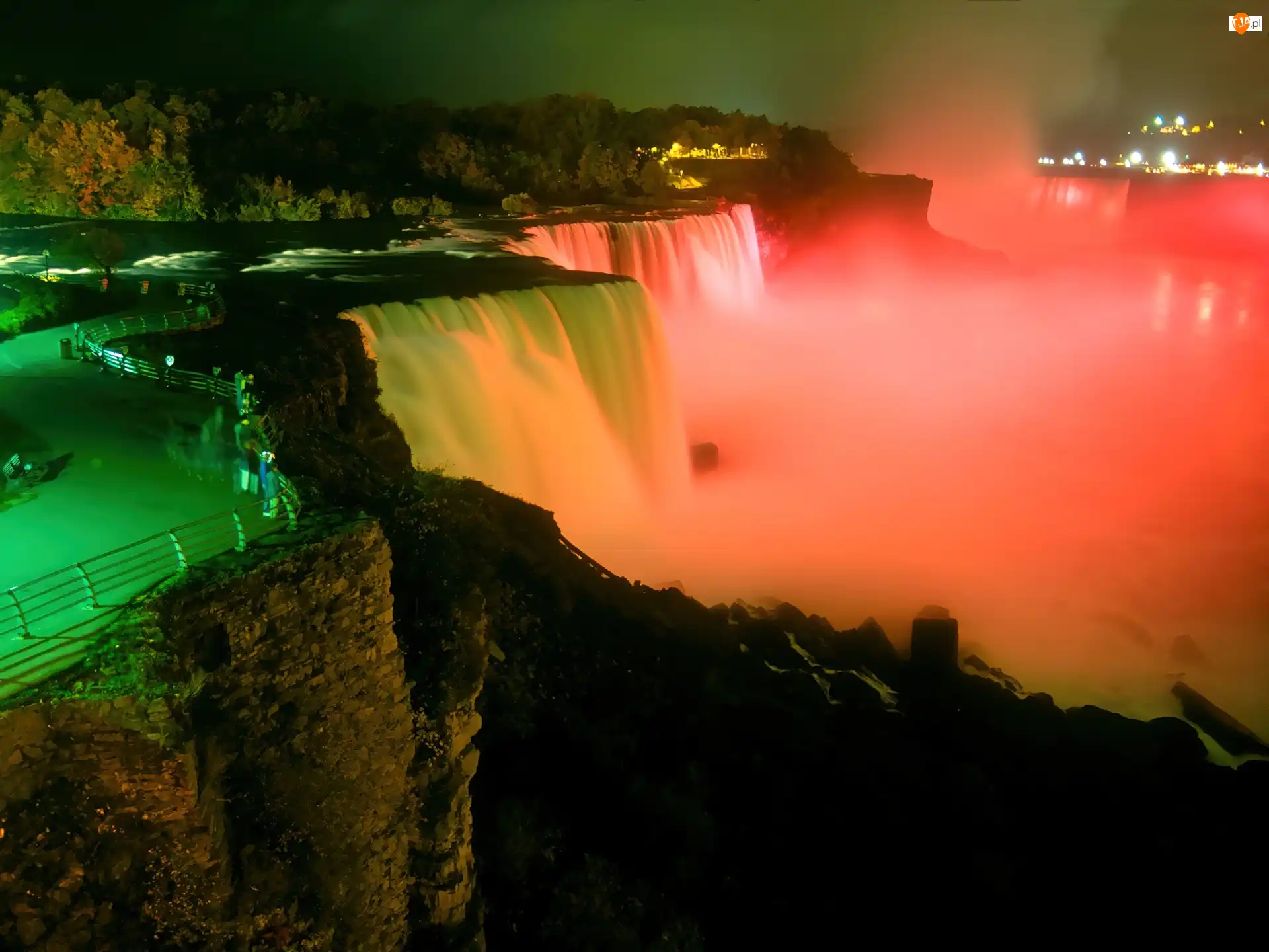 Kanada, Podświetlony, Wodospad, Niagara