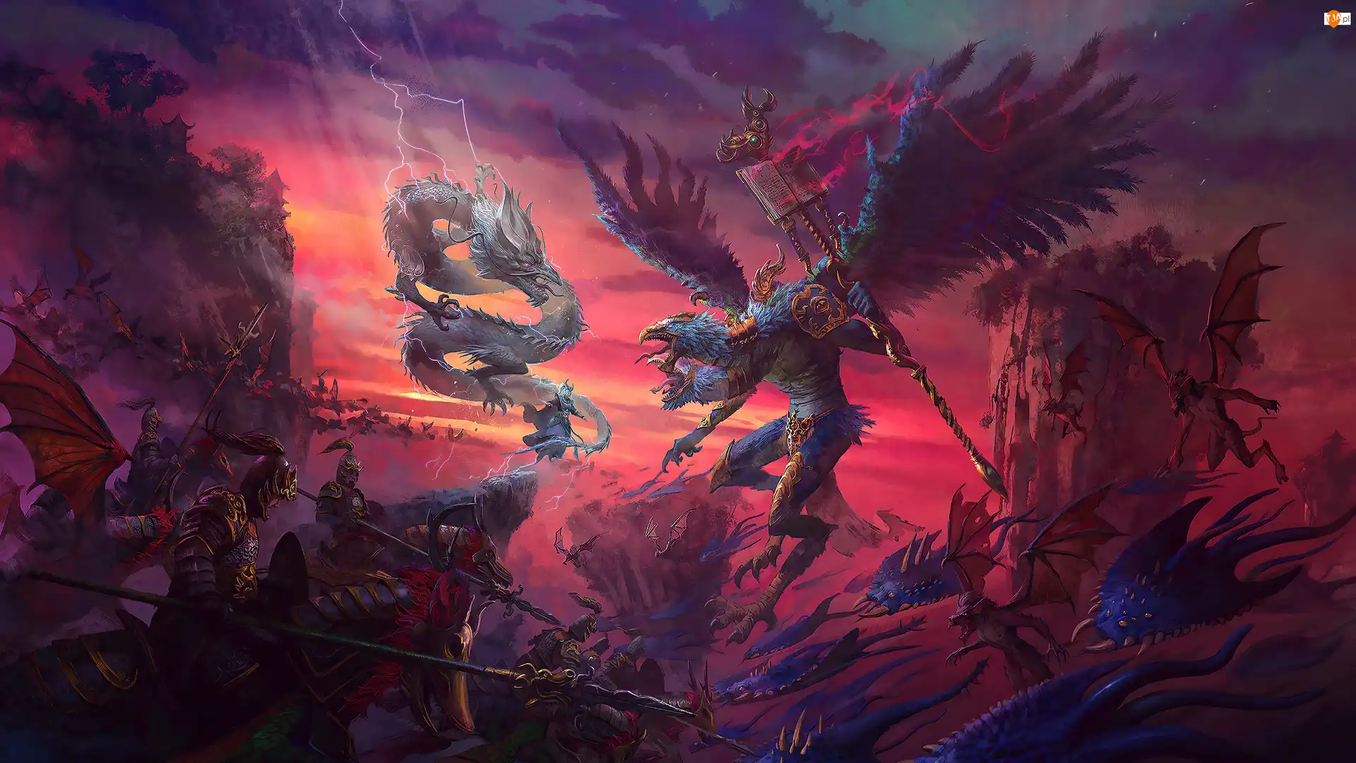 Total War Warhammer 3, Gryf, Potwory, Gra, Walka, Rycerze, Smok