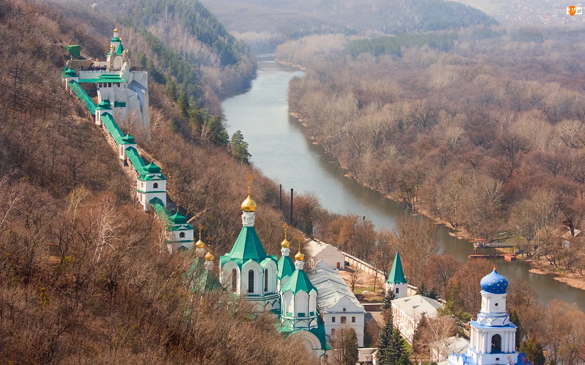 Monastyr, Klasztor, Ukraina, Ławra Świętogórska, Swiatohirsk, Rzeka, Cerkiew