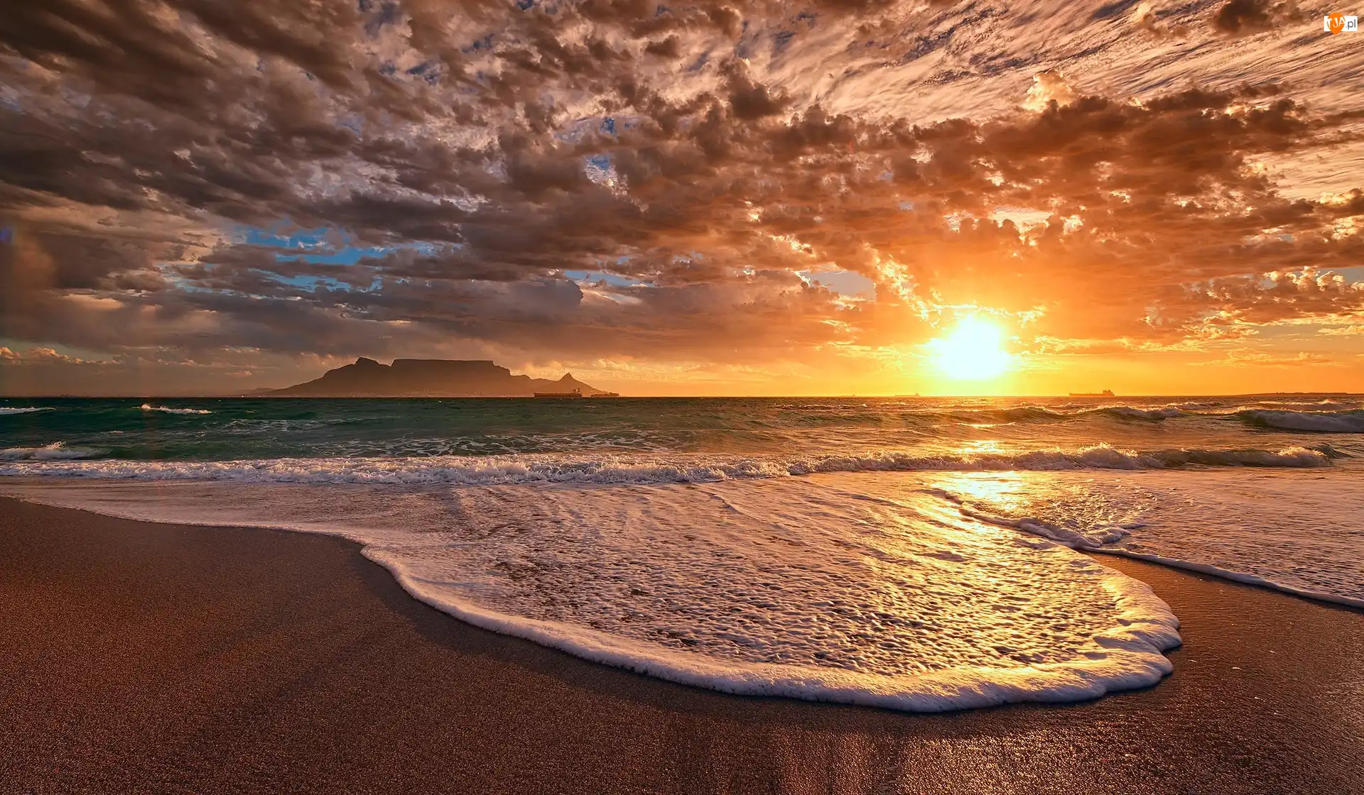 Morze, Lato, Plaża, Zachód Słońca
