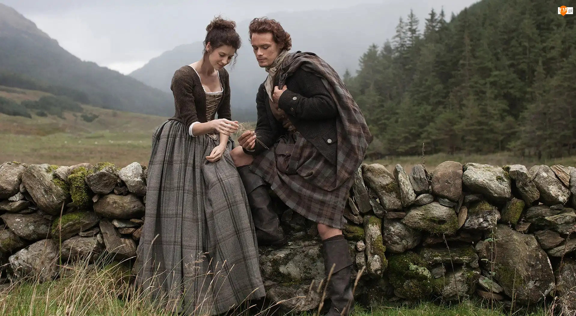 Kamienny, Outlander, Dziewczyna, Mur, Film, Mężczyzna, Góry, Przygodowy