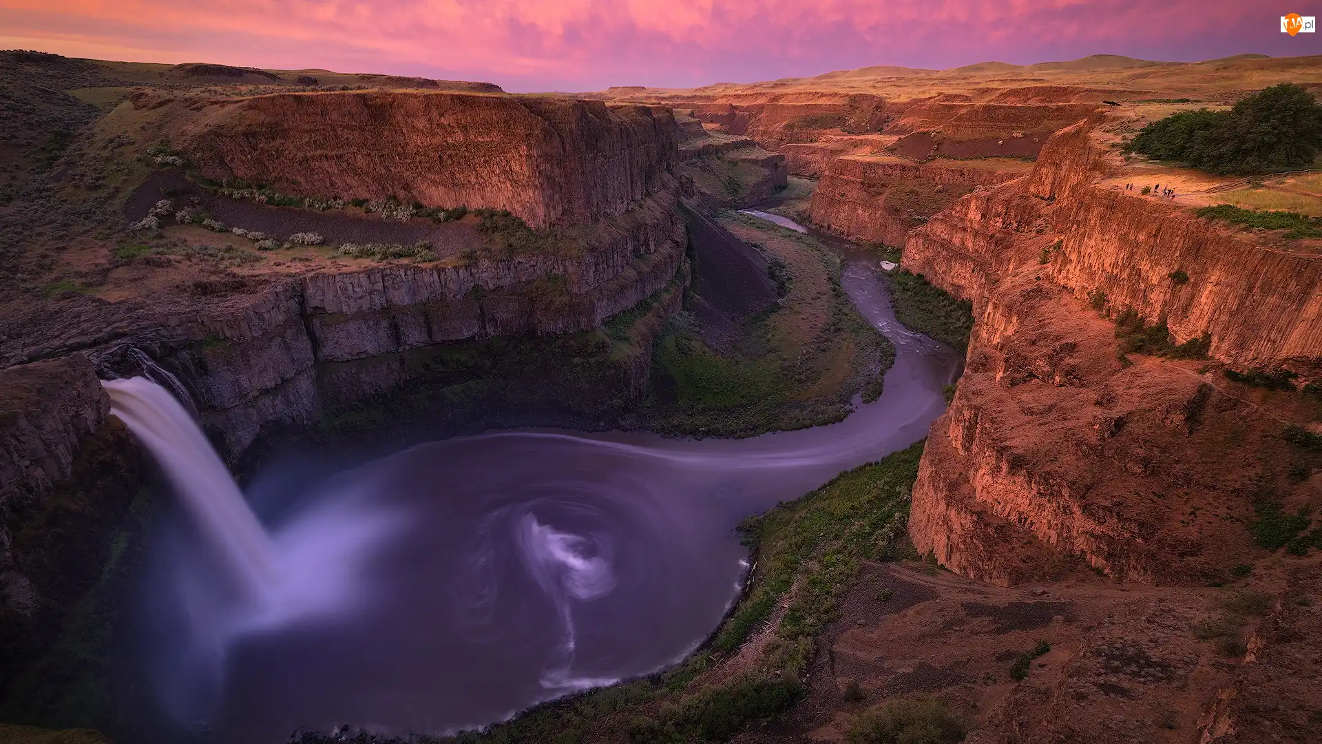 Rzeka, Stany Zjednoczone, Wodospad, Palouse River, Stan Waszyngton, Palouse Falls, Skały, Wyżyna Kolumbii