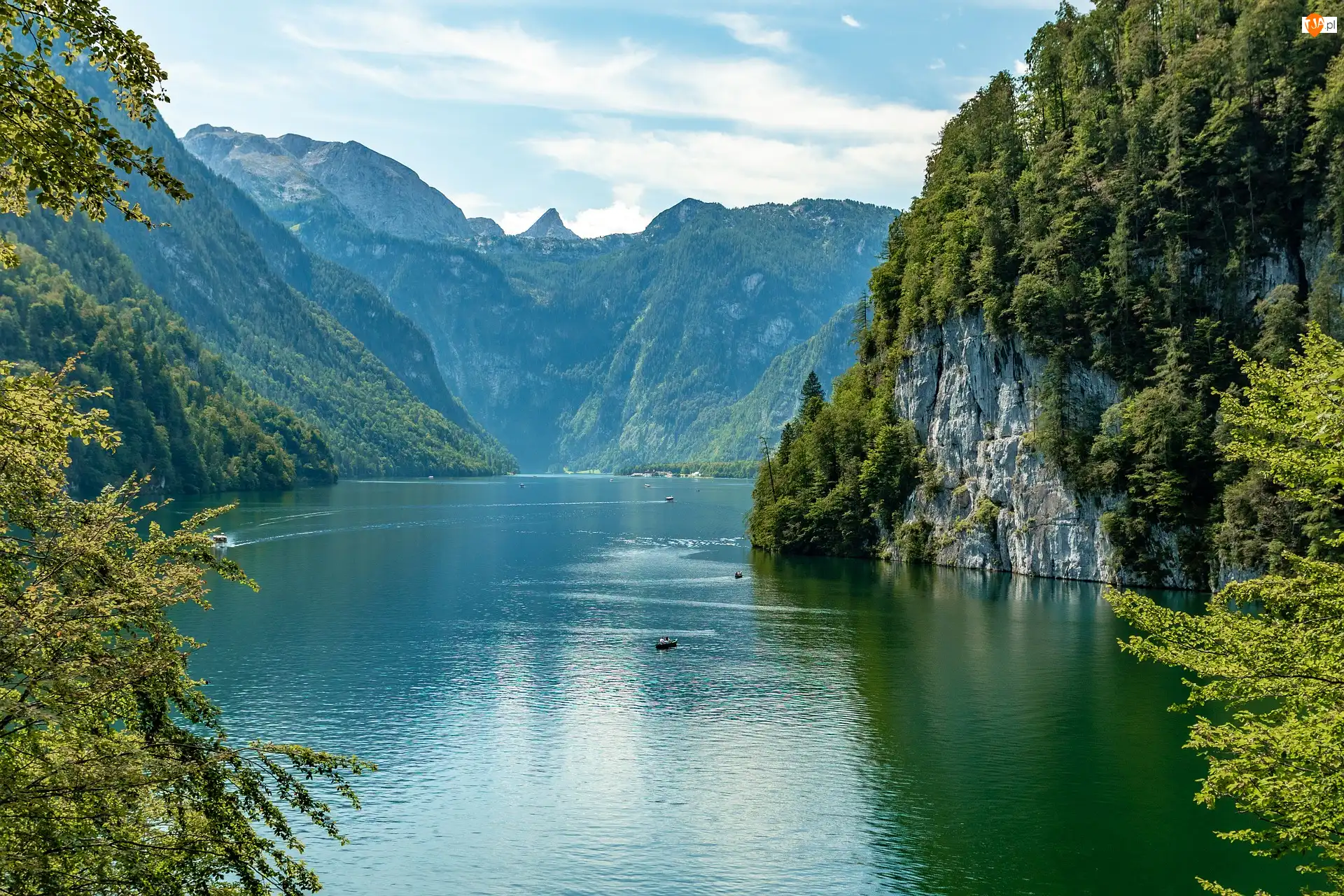 Las, Park Narodowy Berchtesgaden, Góry, Bawaria, Jezioro, Skały, Niemcy, Konigssee