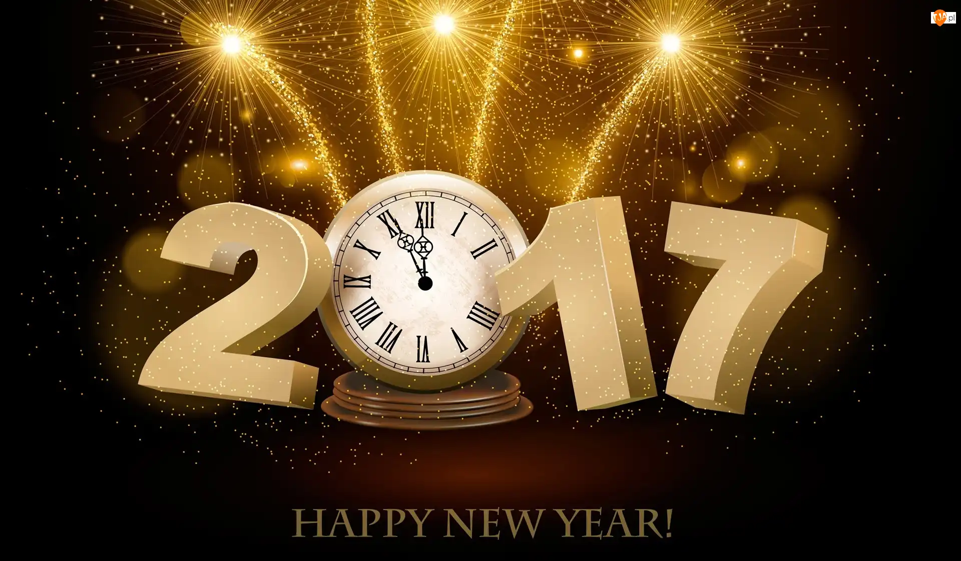 Zegar, Nowy Rok 2017, Fajerwerki