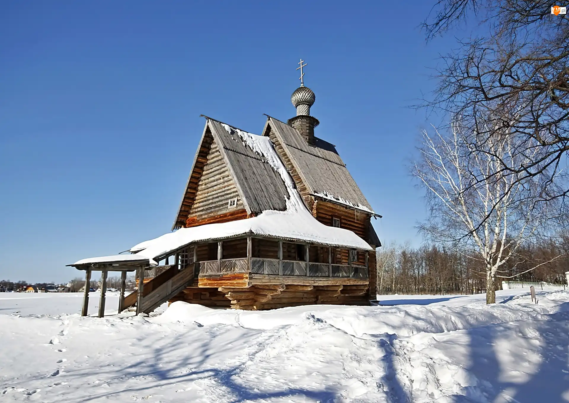 Śnieg, Zima, Cerkiew, Mikołaja, Drzewa, Świętego