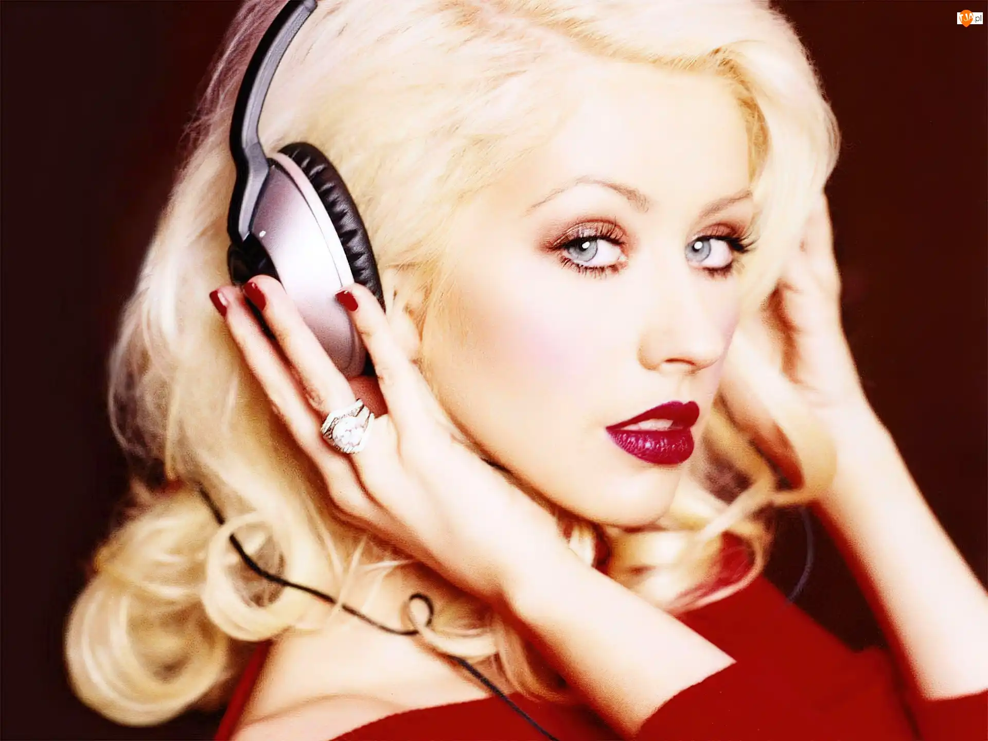 Słuchawki, Christina Aguilera, Czerwone, Usta