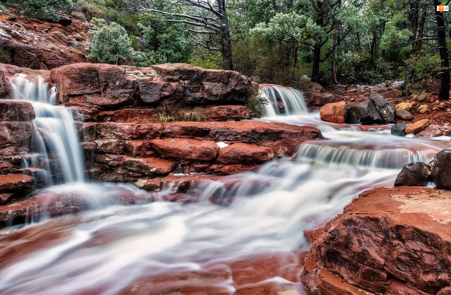 Arizona, Sedona, Rzeka, Stany Zjednoczone, Skały, Góra Wilson Mountain, Kanion Wilsona - Wilson Canyon