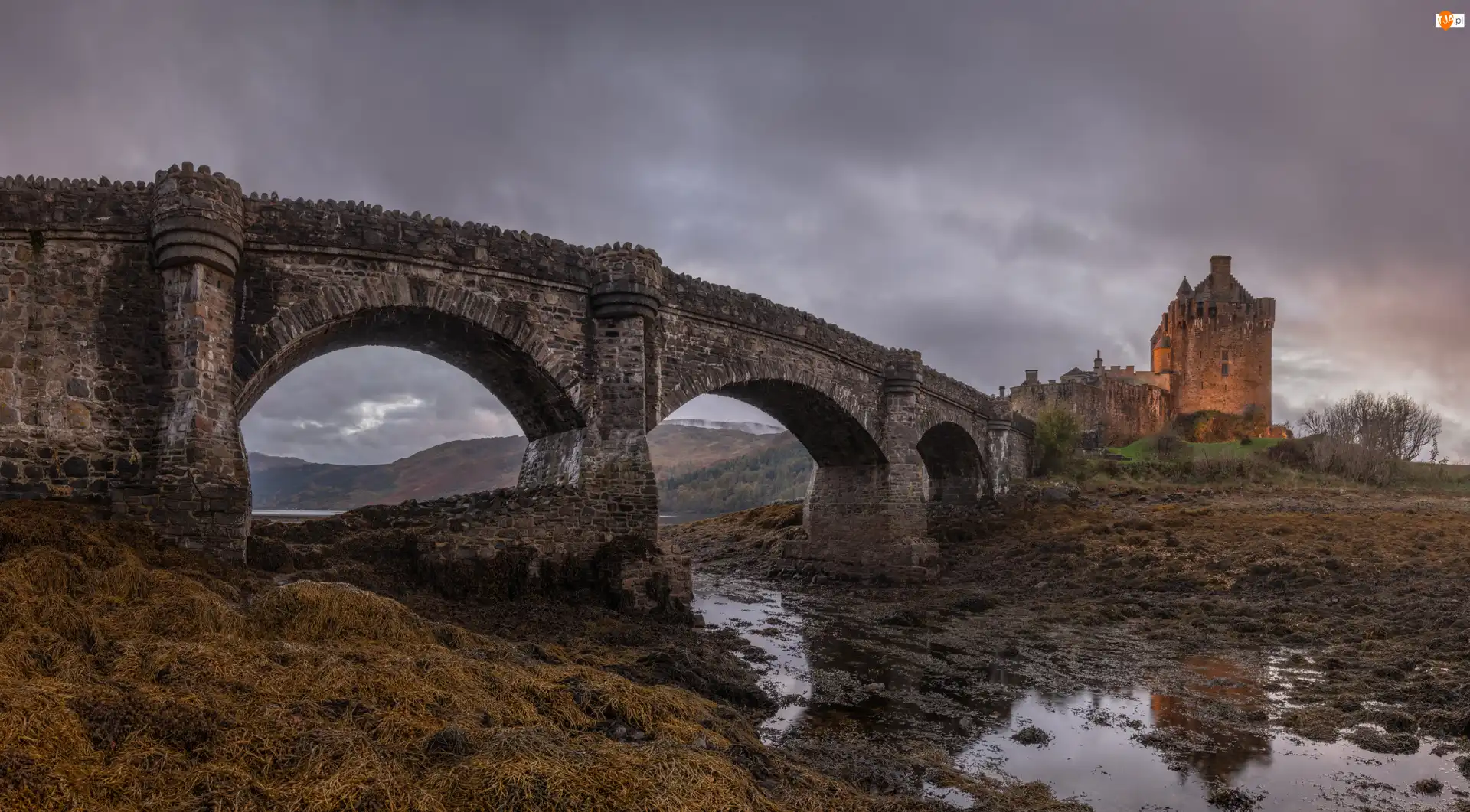 Rzeka, Eilean Donan, Most, Szkocja, Zamek