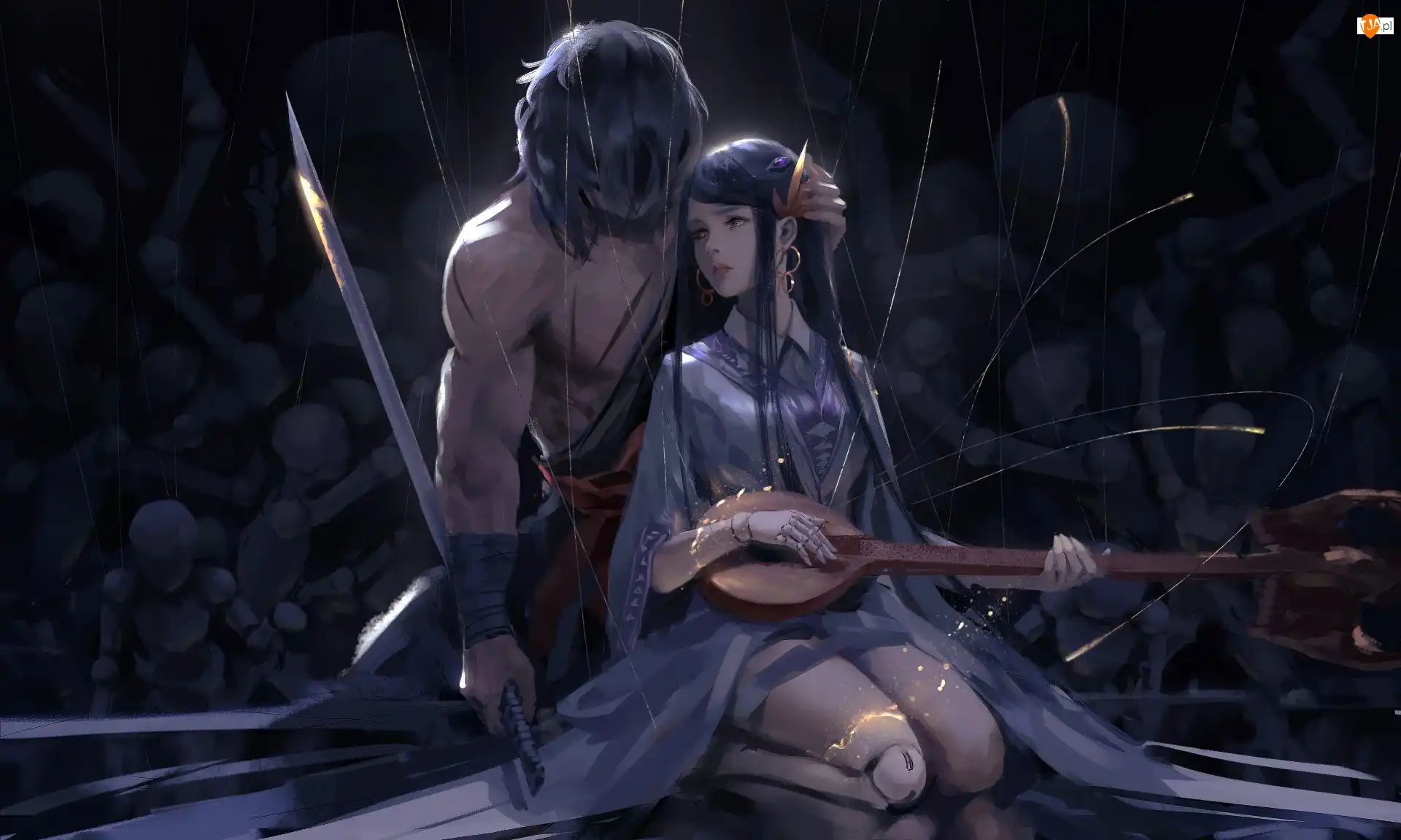 Dungeon Fighter Online, Wojownik, Buzuki, Gra, Instrument, Dziewczyna, Miecz