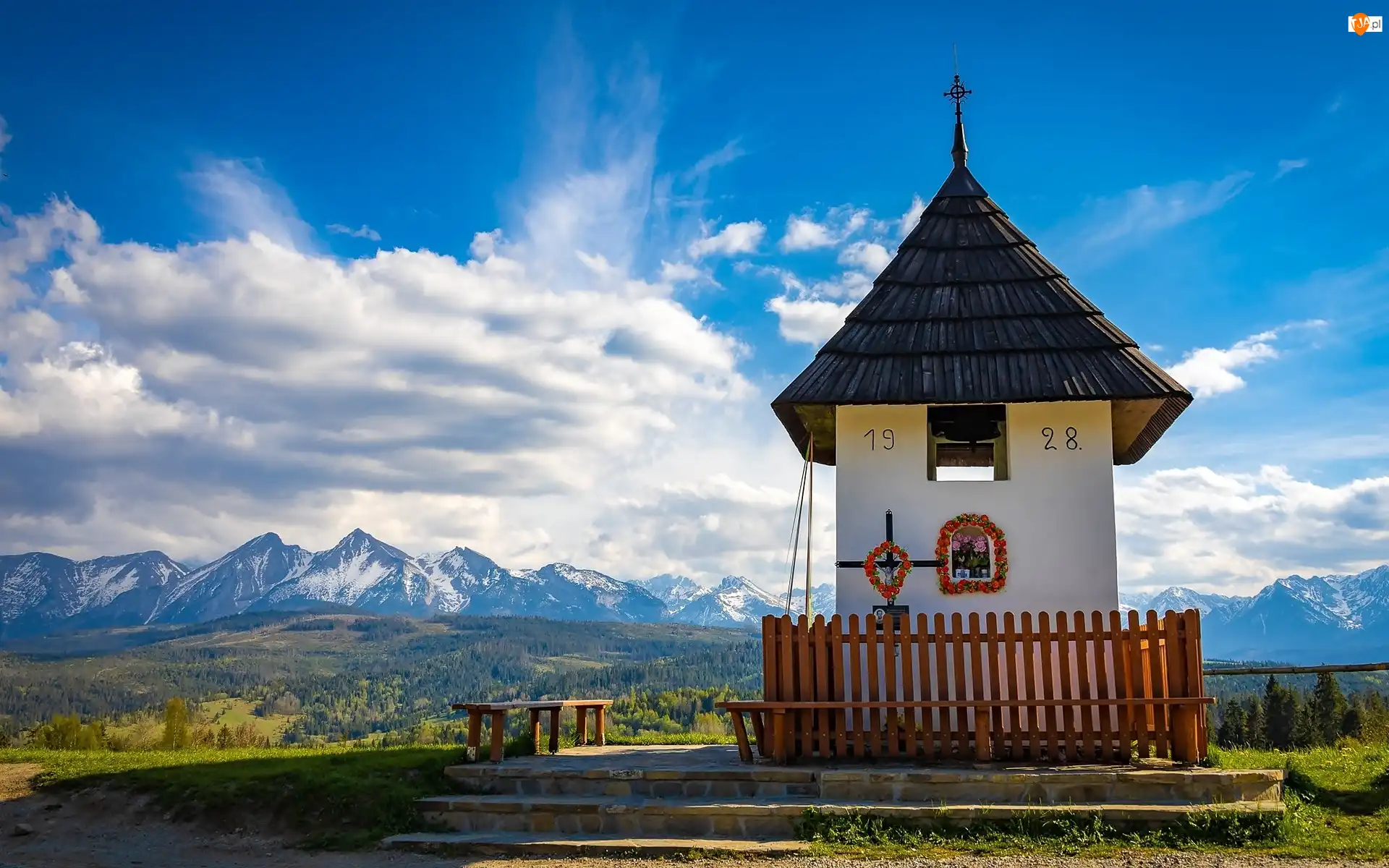 Ławka, Góry, Polska, Kapliczka, Powiat nowotarski, Wieś Łapszanka, Tatry