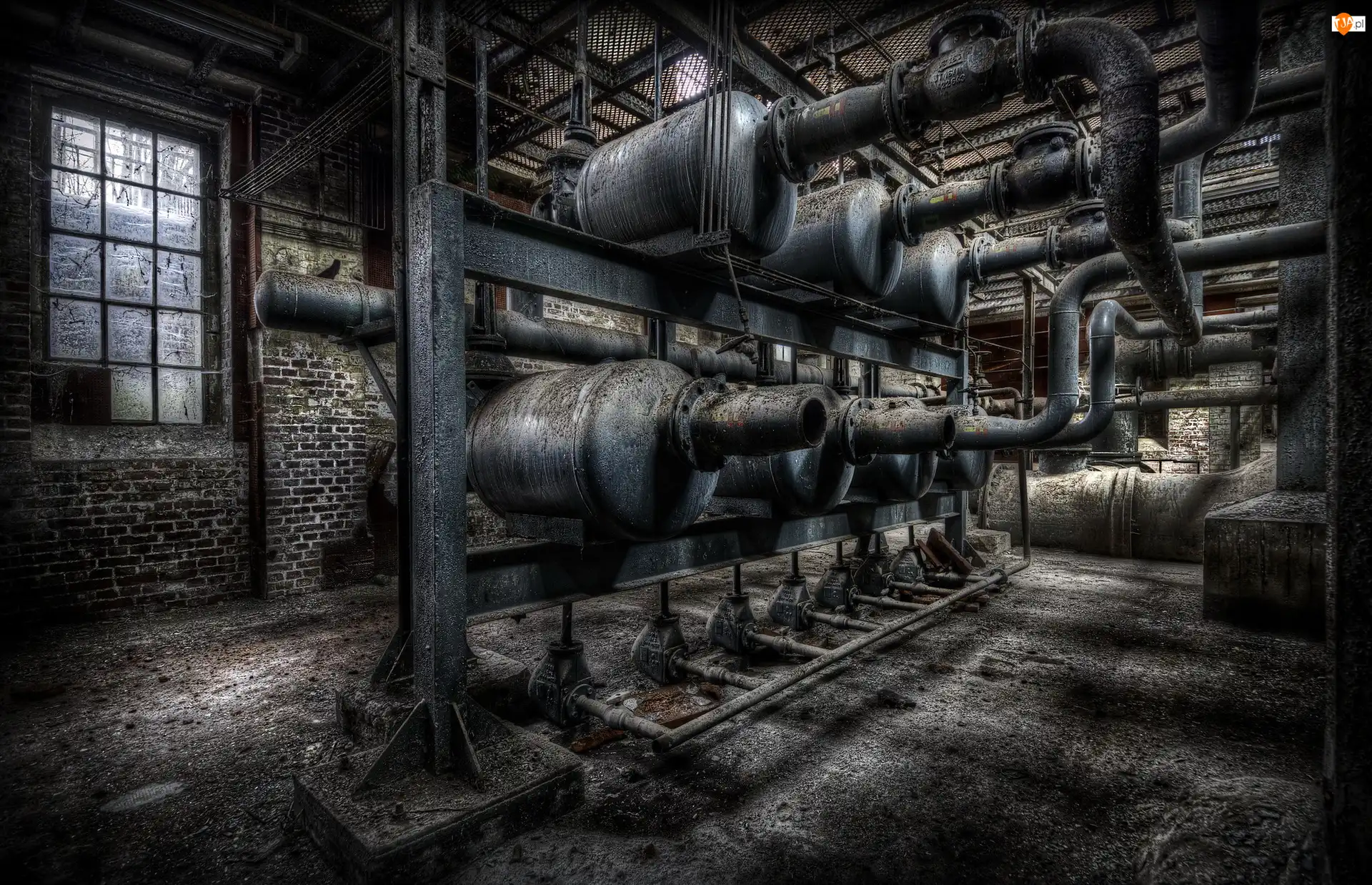 Fabryka, HDR, Wnętrze, Zaniedbane, Rury