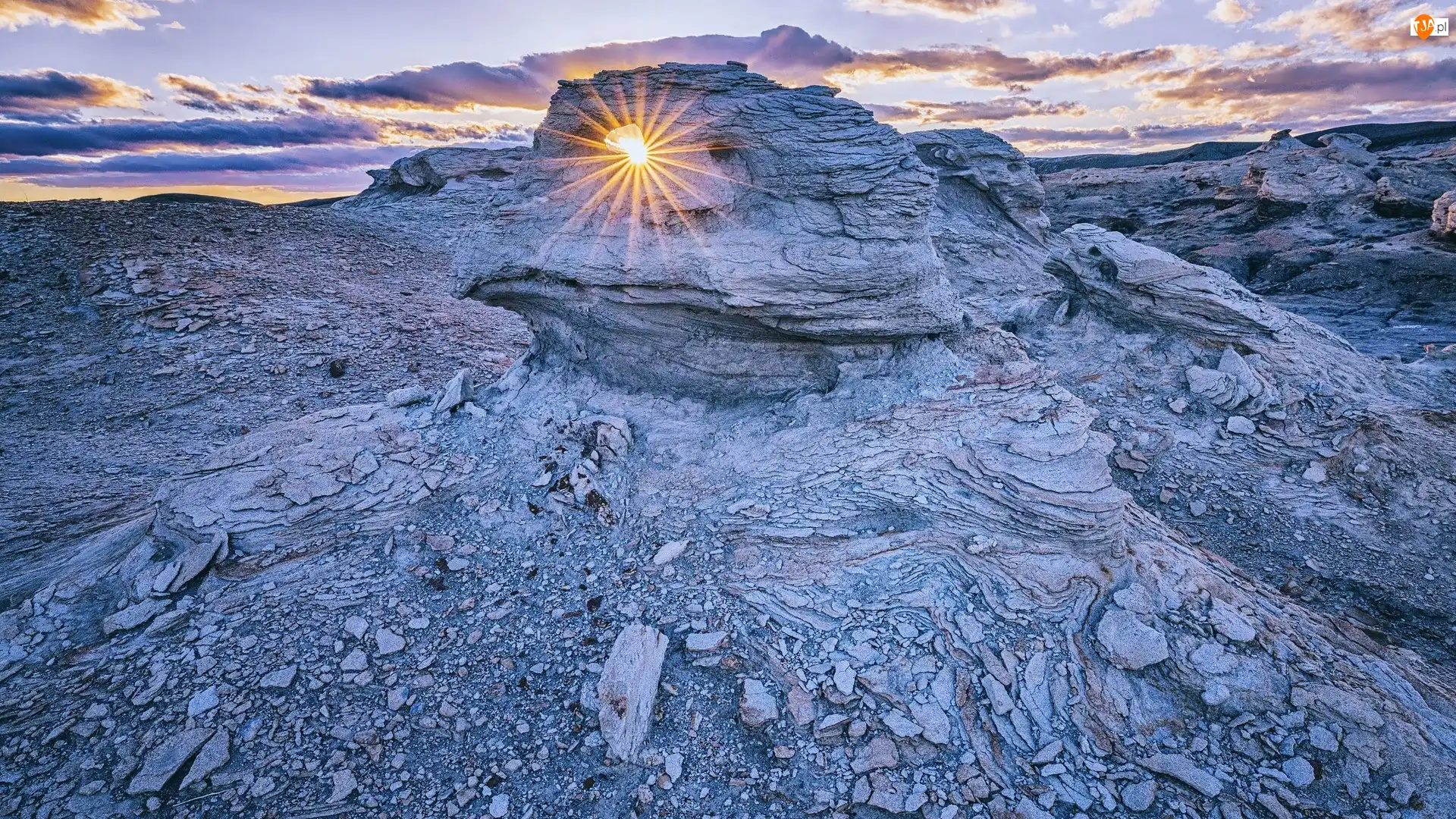 Upper Blue Hills, Szczyt Factory Butte, Stany Zjednoczone, Góra, Utah, Promienie słońca, Skały