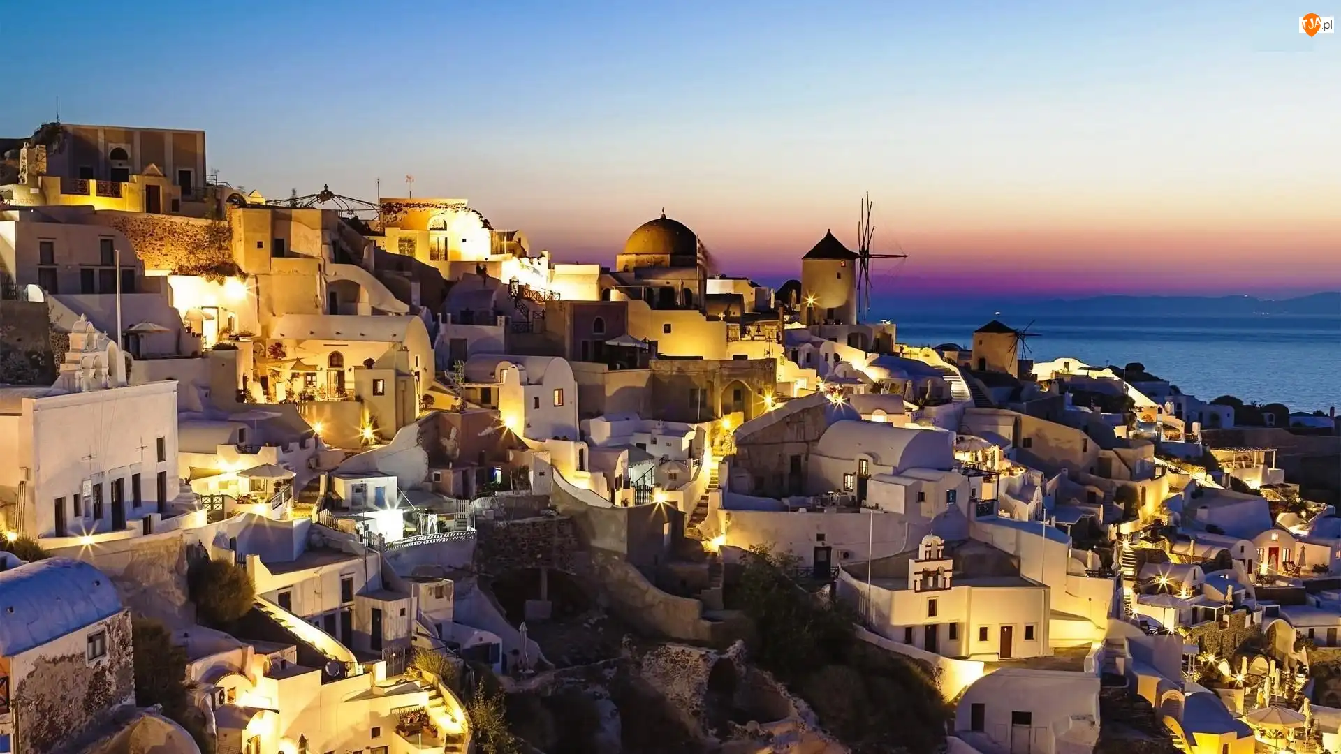 Grecja, Domy, Morze, Santorini