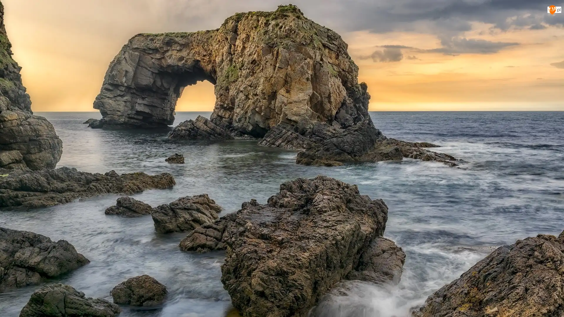 Hrabstwo Donegal, Irlandia, Skały, Great Pollet Arch, Morze, Łuk