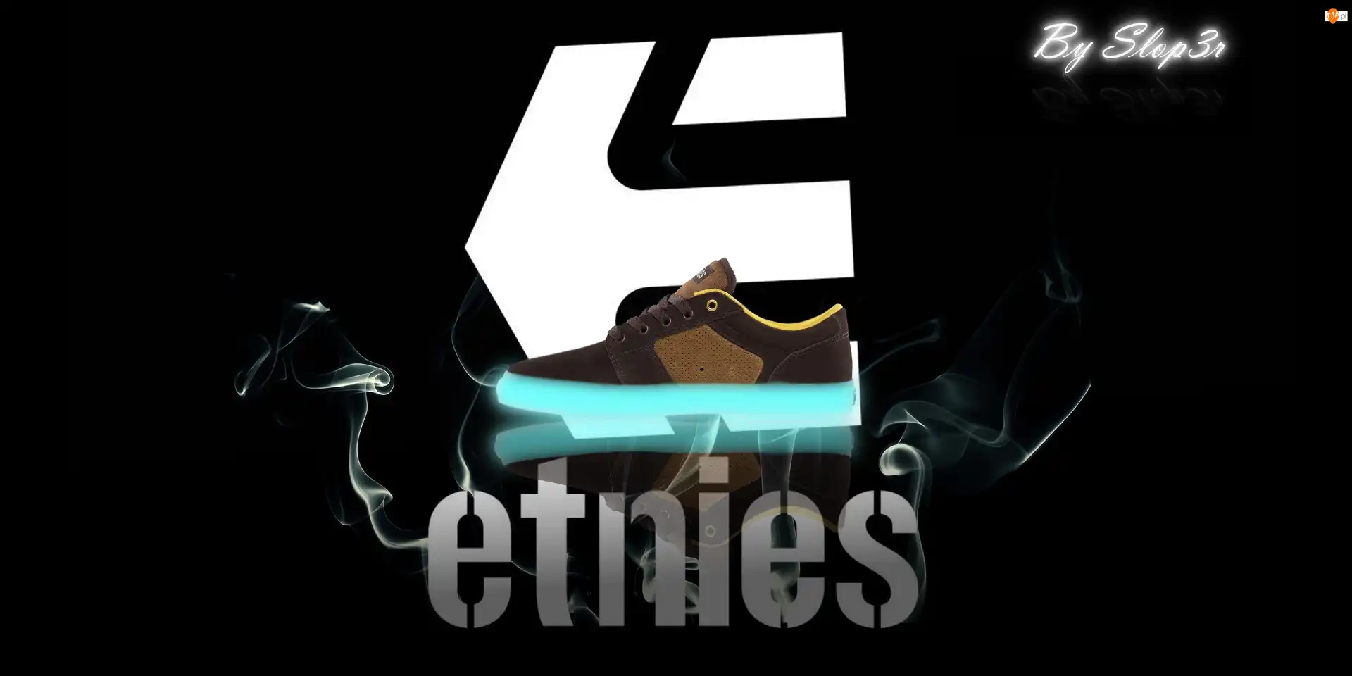 Logo, Etnies, Dym, Tło, Buty, Czarne