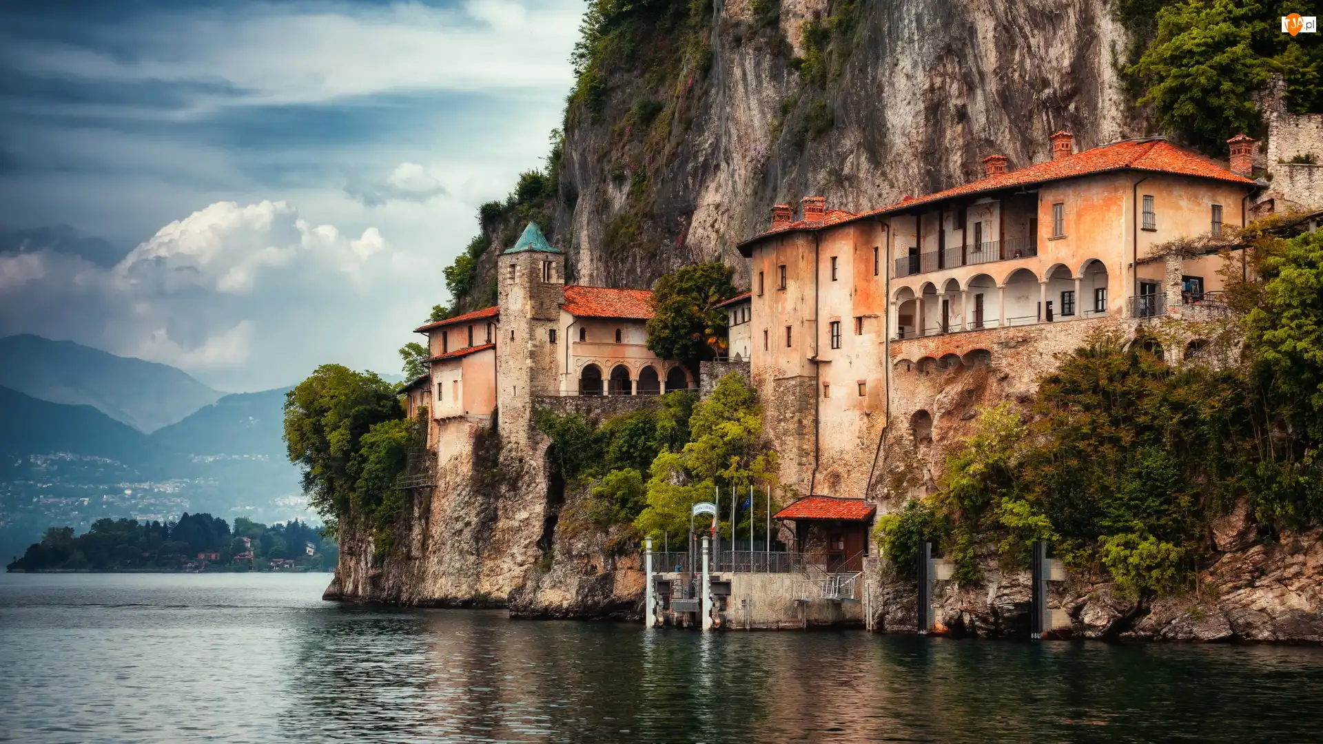 Lago Maggiore, Klasztor, Skała, Leggiuno, Kościół, Jezioro, Włochy, Santa Caterina del Sasso