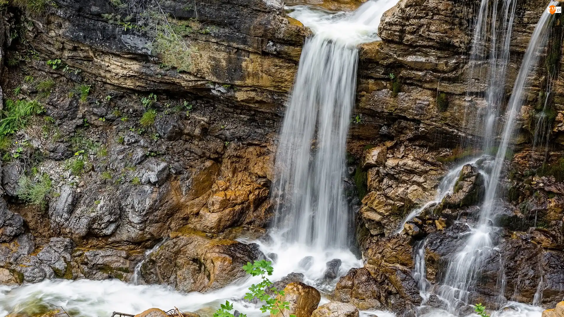 Kuhaway Waterfall, Niemcy, Wodospad, Skała, Bawaria