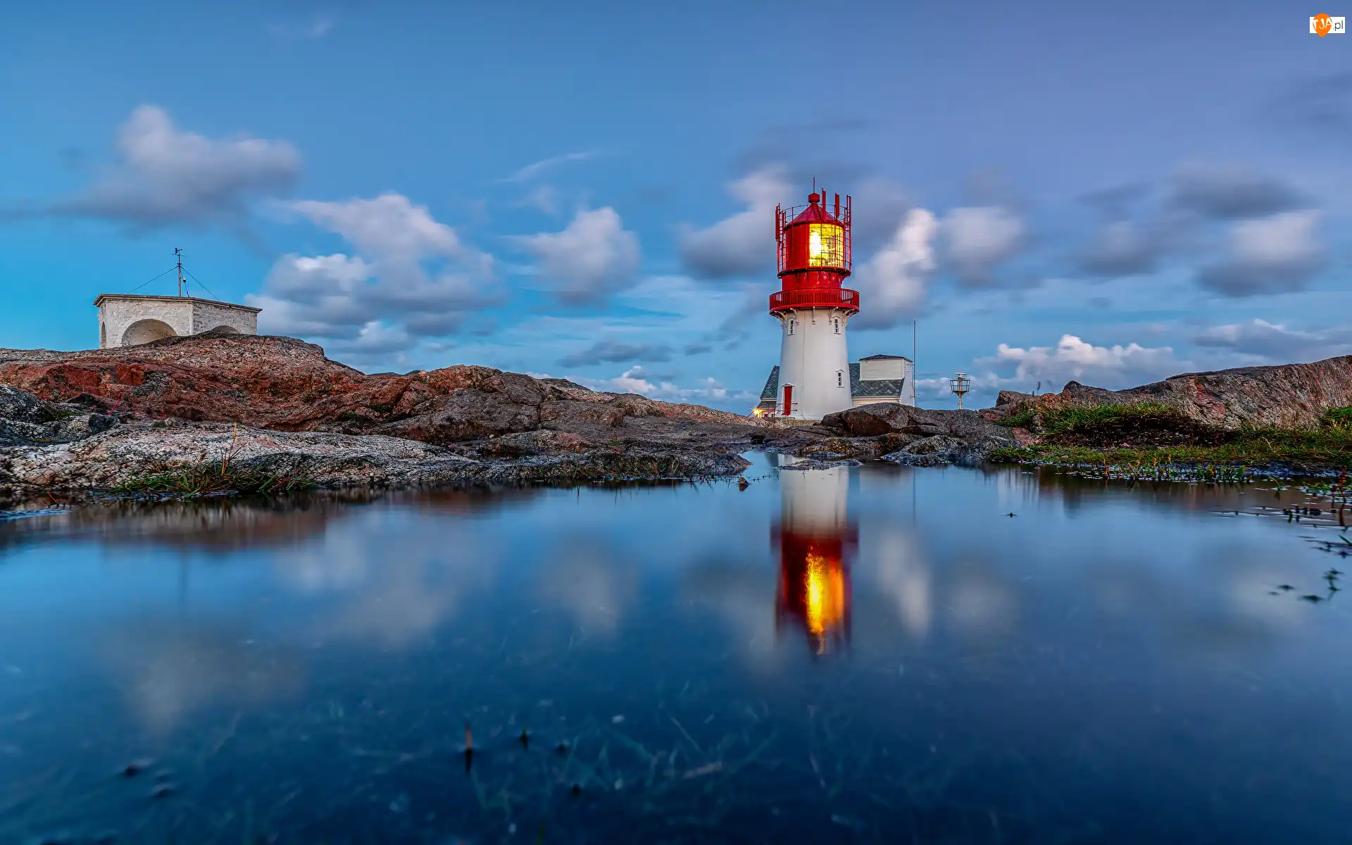 Wybrzeże, Skały, Odbicie, Norwegia, Morze, Lindesnes Lighthouse, Latarnia morska