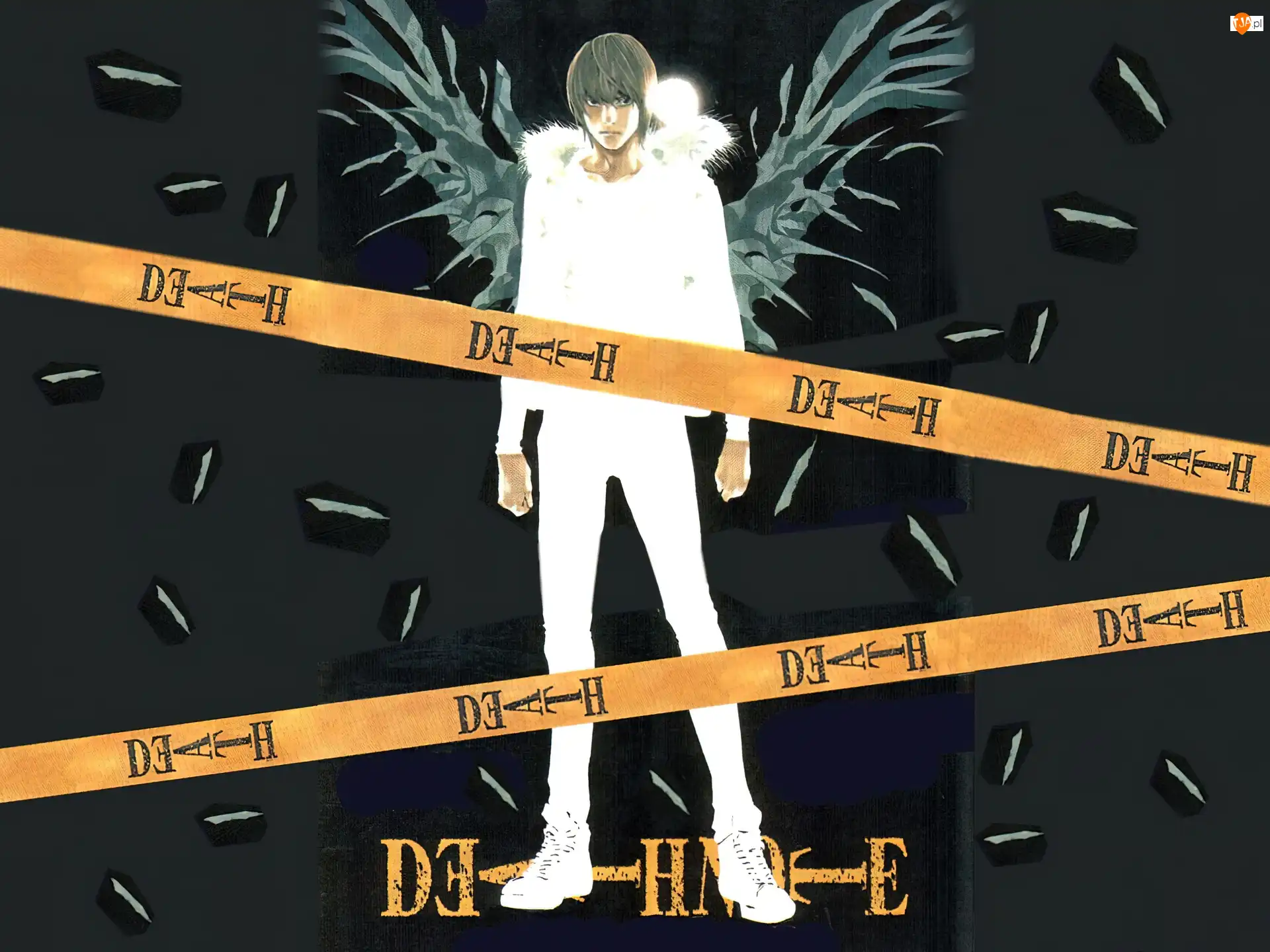 anioł, śmierć, chłopak, Death Note, skrzydła