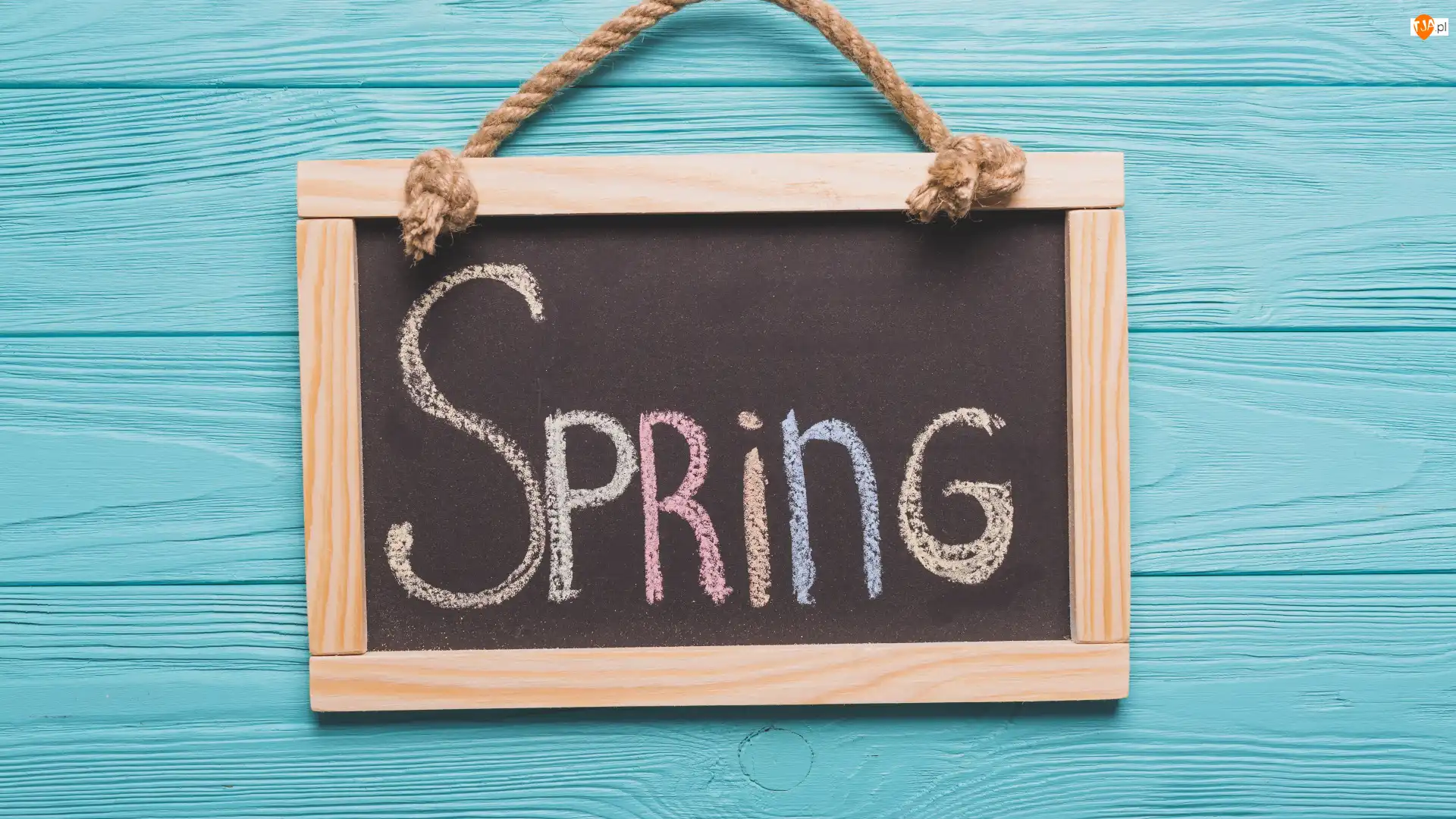Deski, Sznurek, Dekoracja, Niebieskie, Spring, Napis, Tabliczka