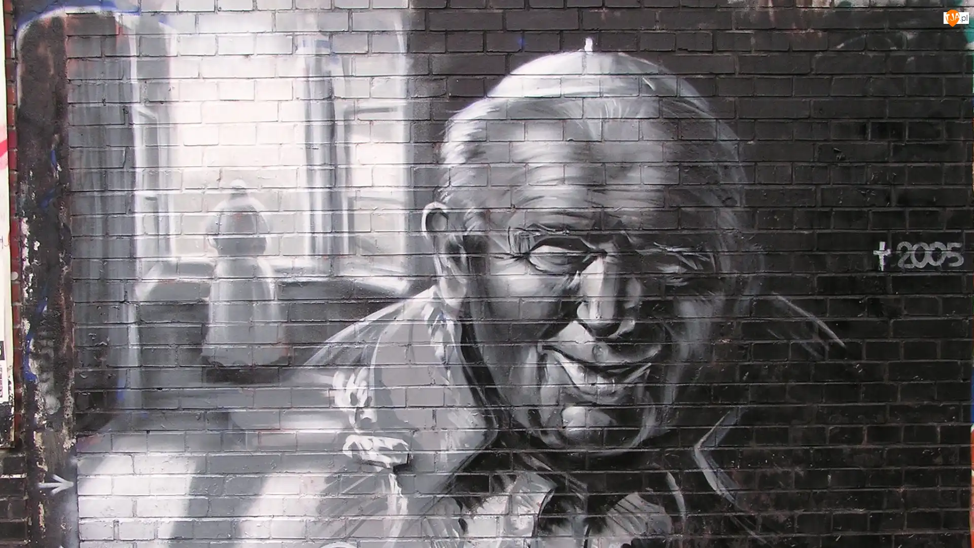 Portret, Mural, Jan Paweł II, Street art, Postać, Okno