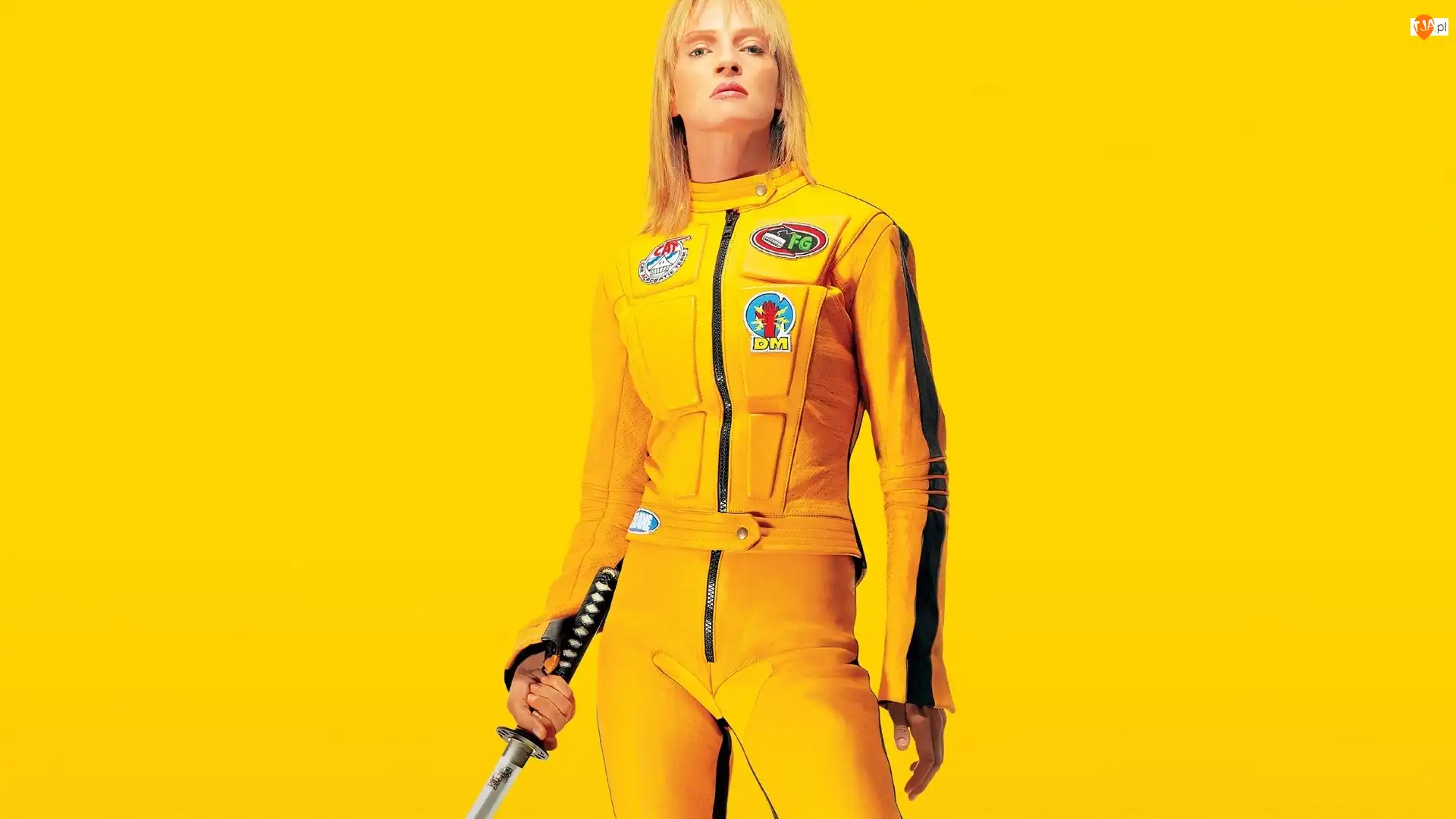 Uma Thurman, żółty, kombinezon