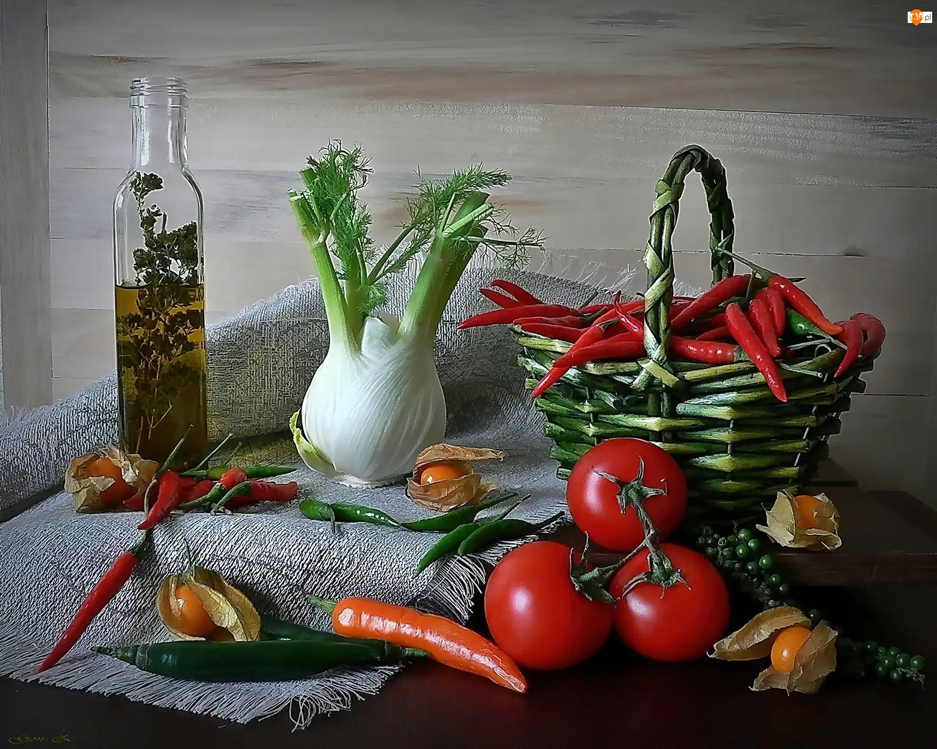 Włoski, Papryczka, Koszyczek, Koper, Oliwa, Marchewka, Pomidory
