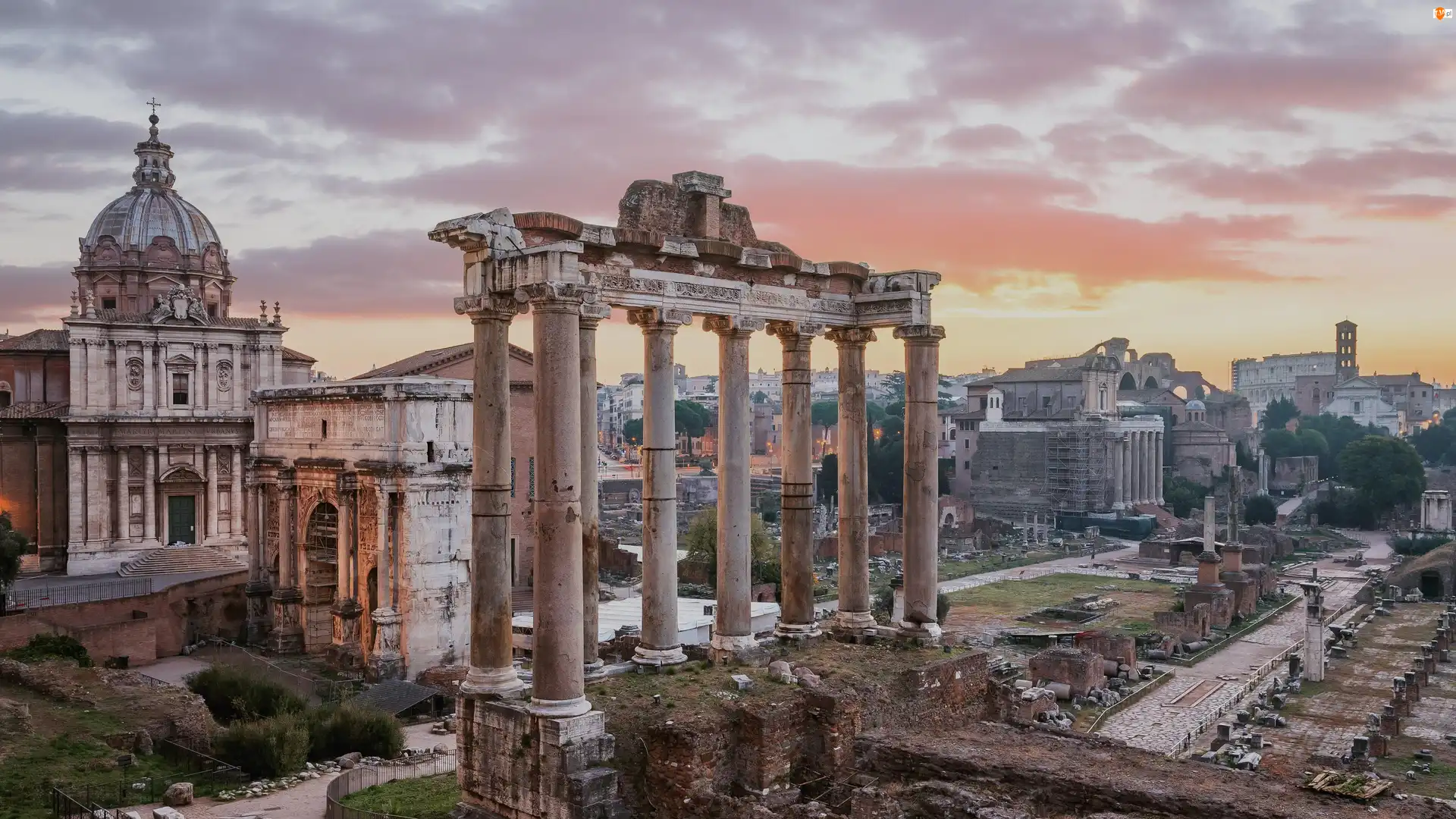 Forum Romanum, Zabytek, Włochy, Rzym, Ruiny, Wzgórze Kapitolińskie, Świątynia Saturna