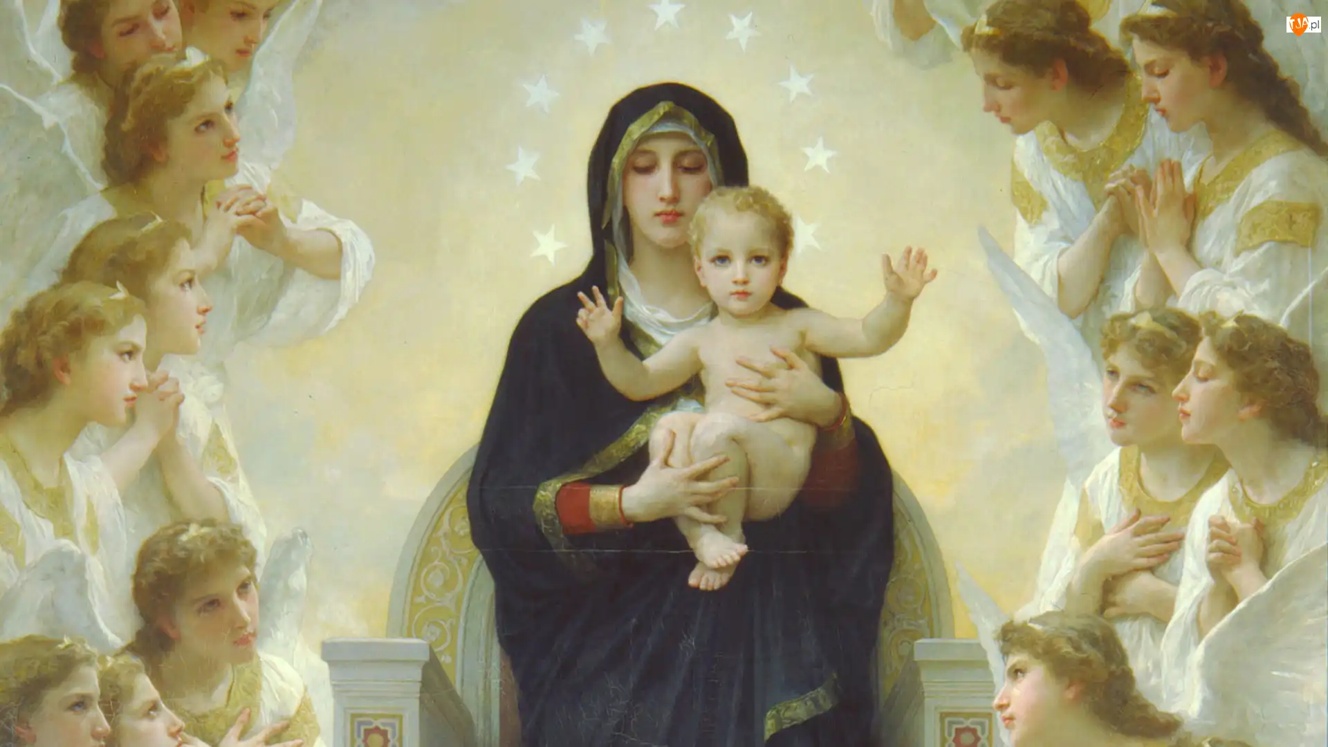 Boska, Matka, Aniołowie, Bouguereau, Dzieciątko, Reprodukcja